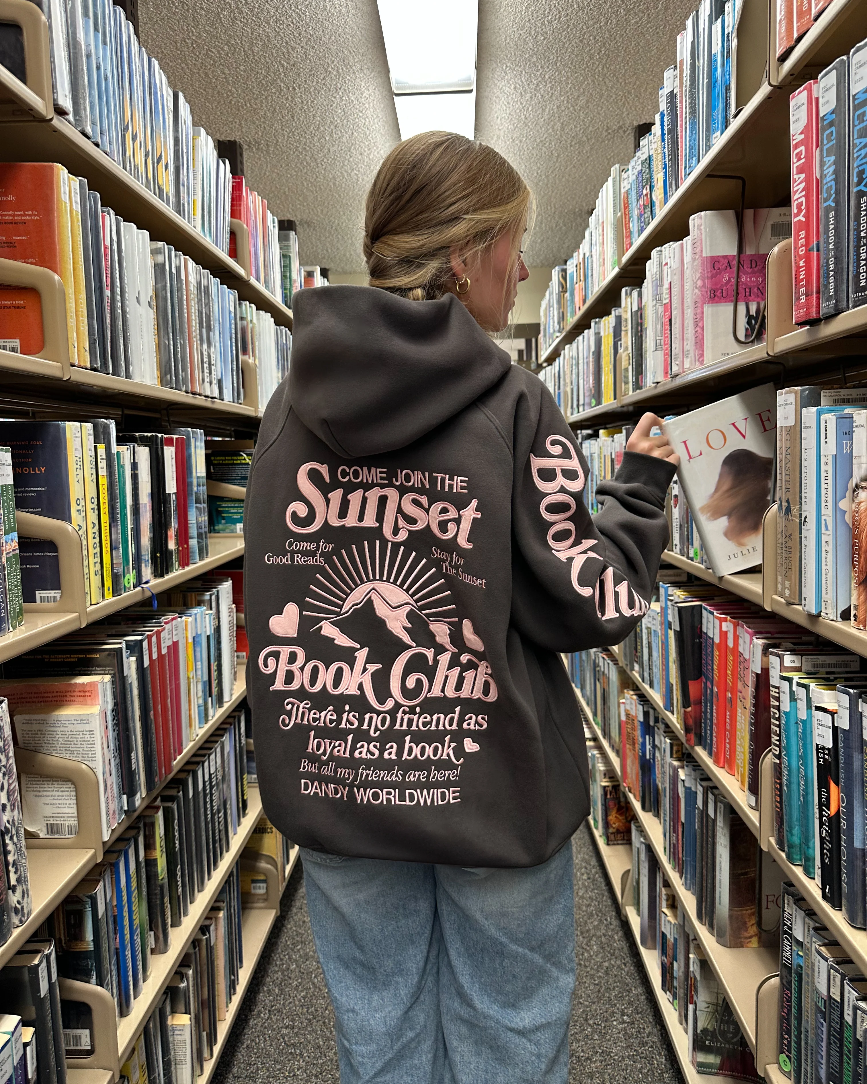 "Book Club" Oversized Lux Hoodie in Charcoal Gray - Image 2