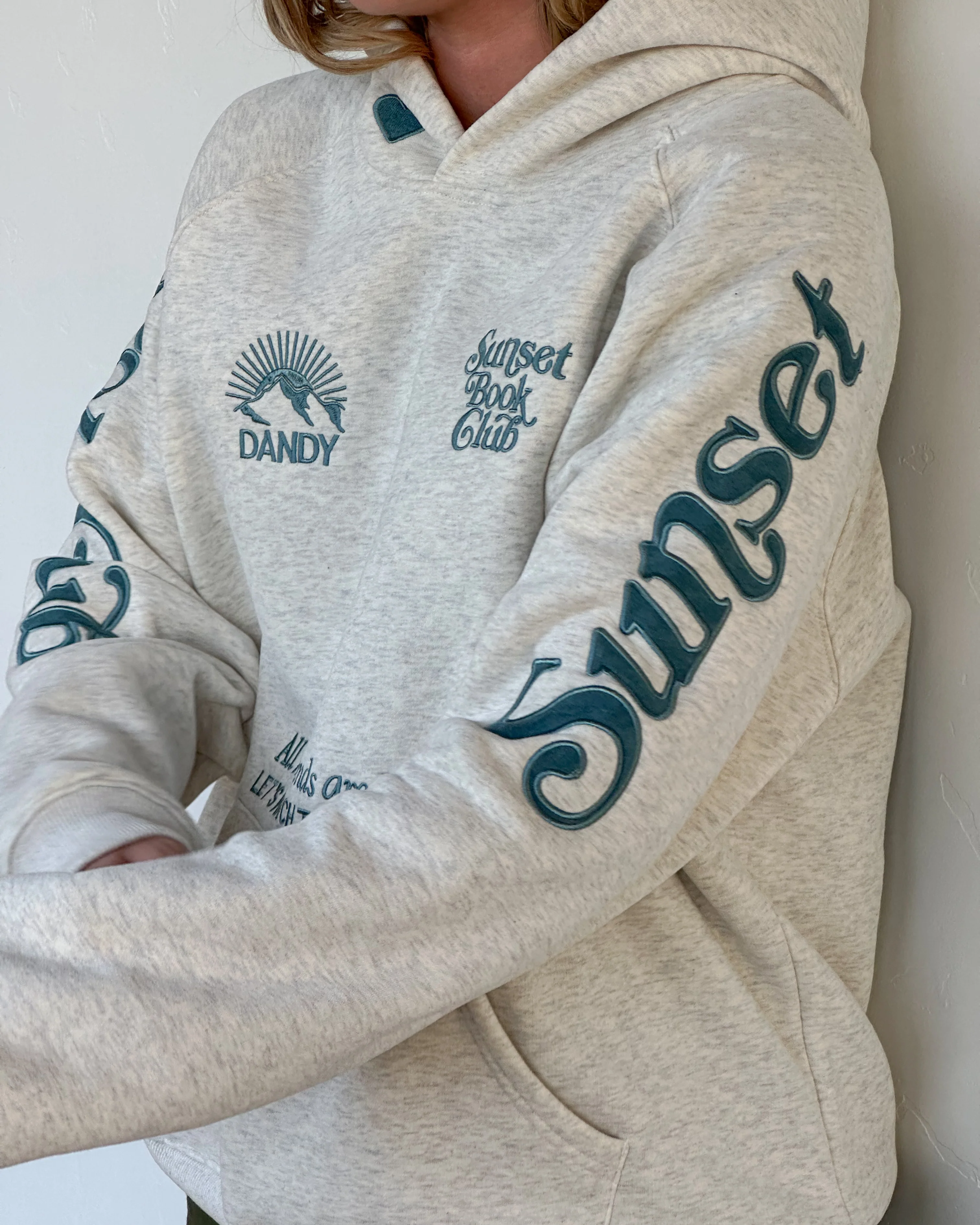 "Book Club" Oversized Lux Hoodie in Heather Gray and Blue - Image 17