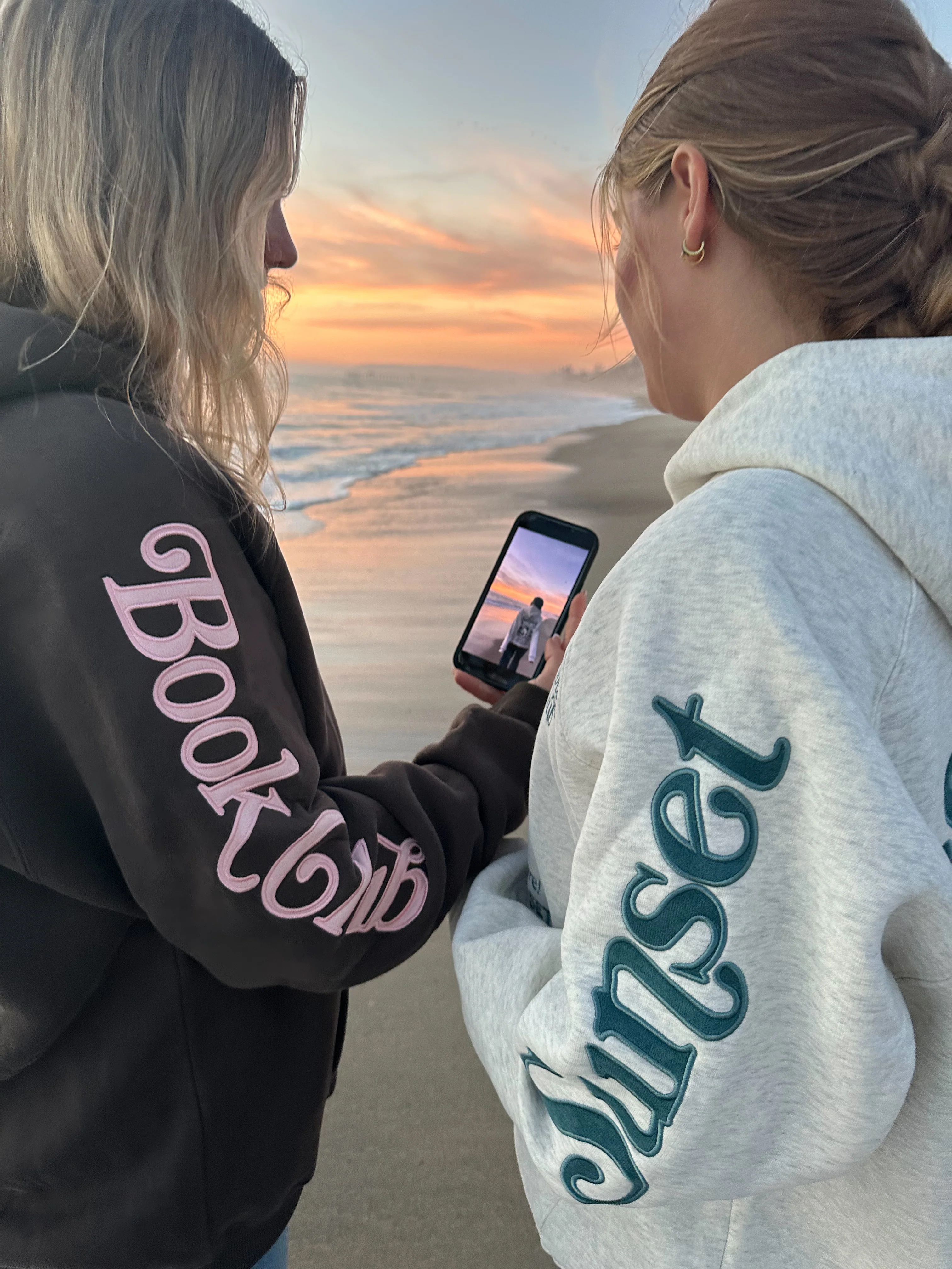 "Book Club" Oversized Lux Hoodie in Heather Gray and Blue - Image 9