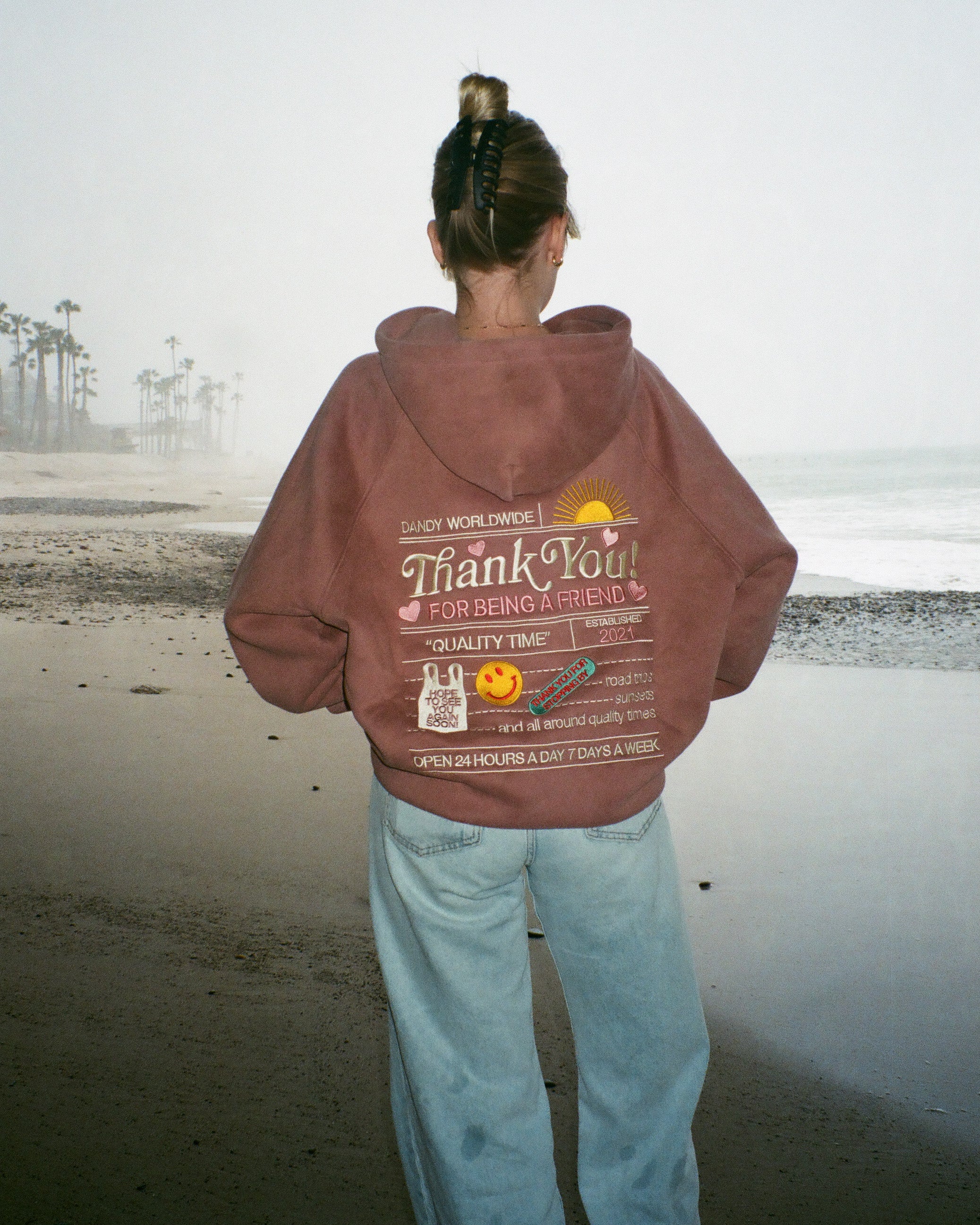 "Quality Time" Oversized Lux Hoodie in Light Brown - Image 10