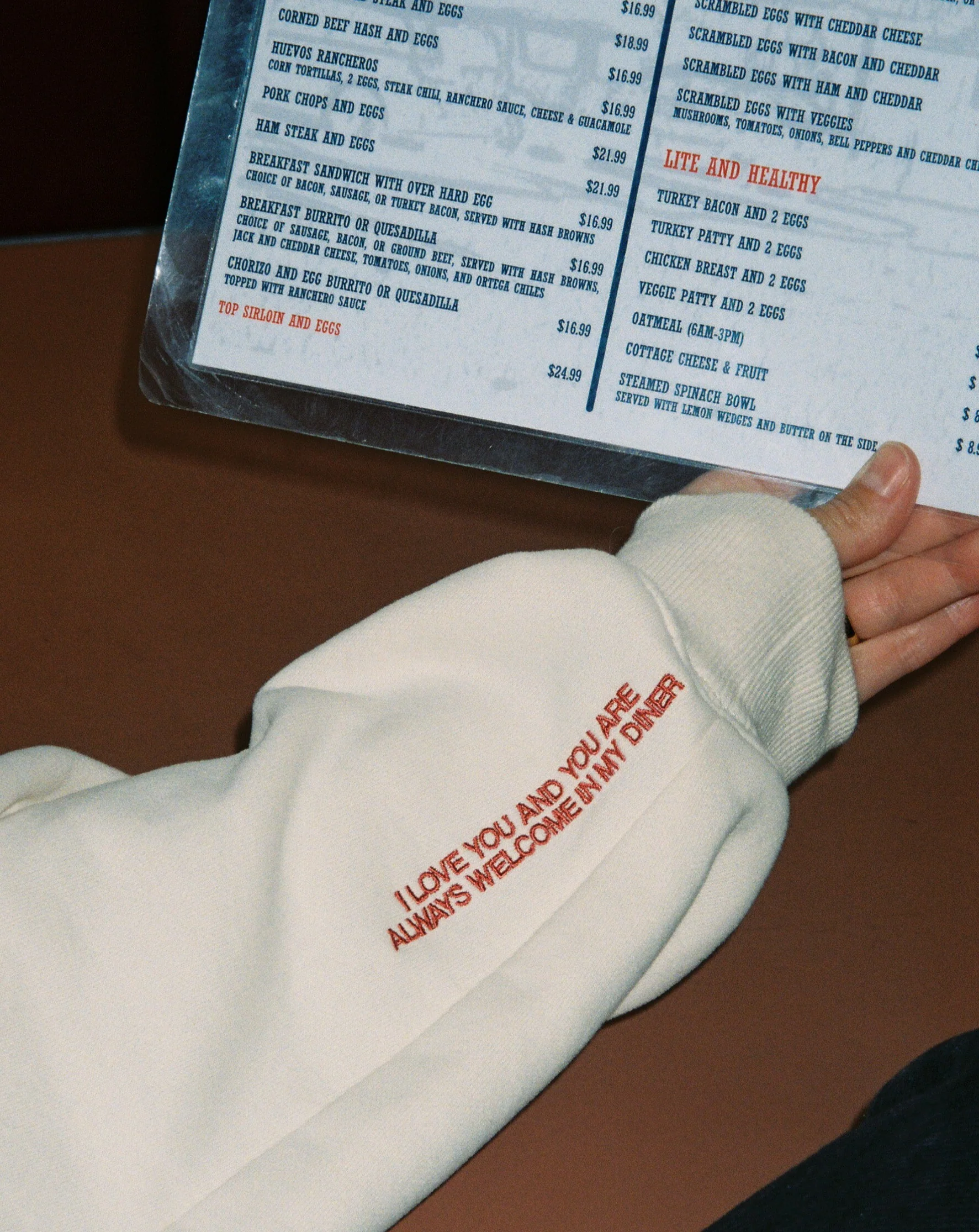 "Diner" Crew Neck in Cream - Image 11