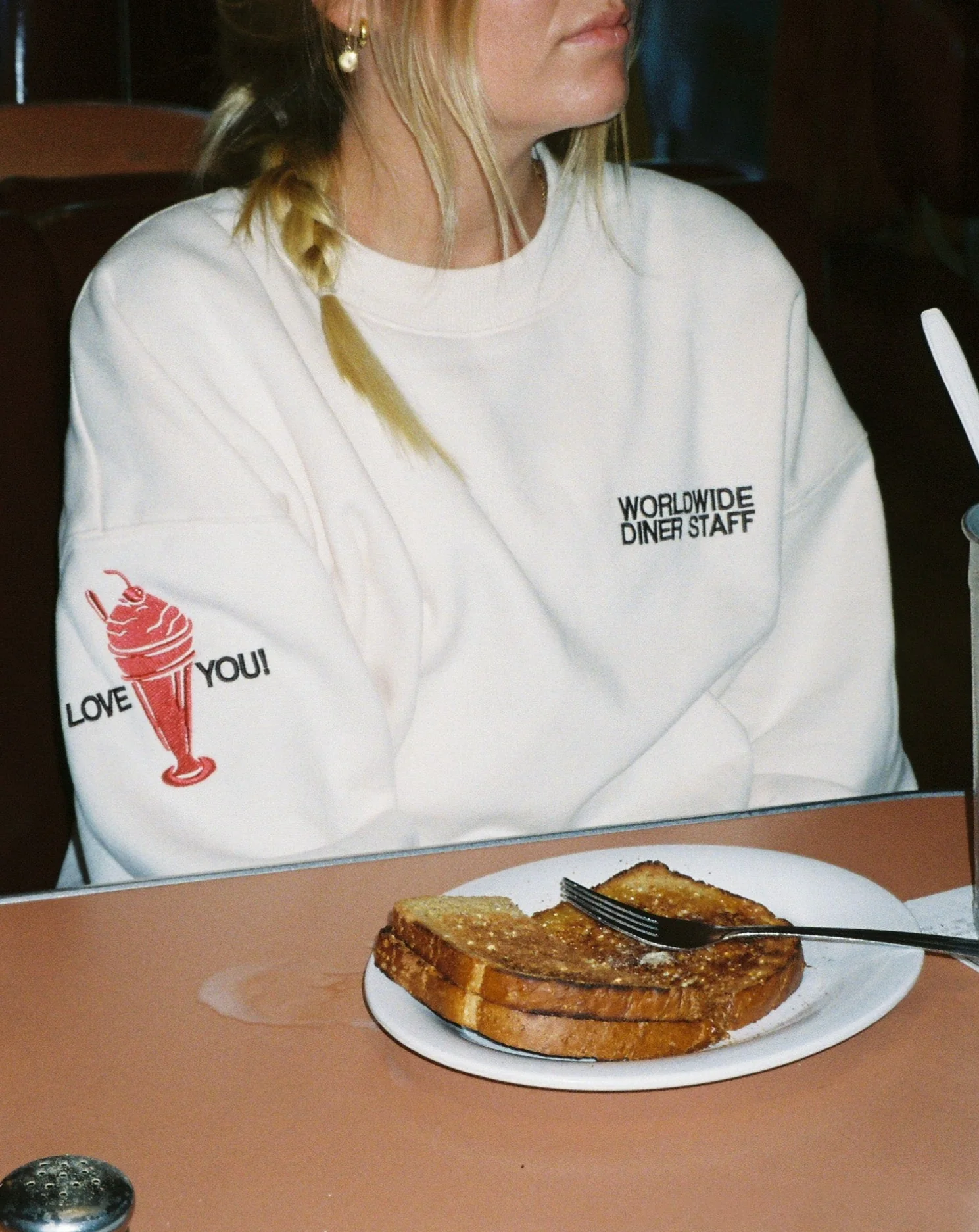 "Diner" Crew Neck in Cream - Image 12