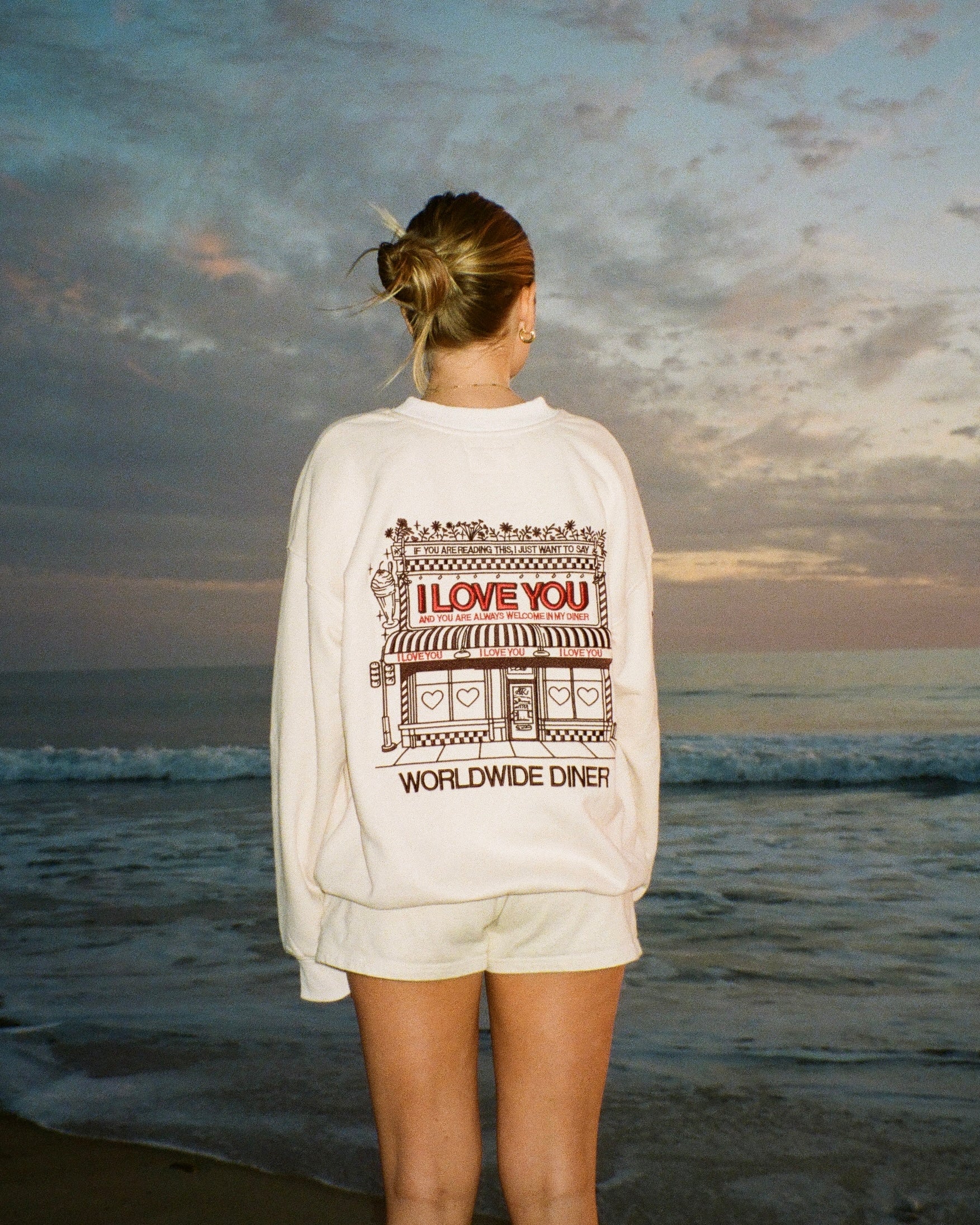 "Diner" Crew Neck in Cream - Image 4
