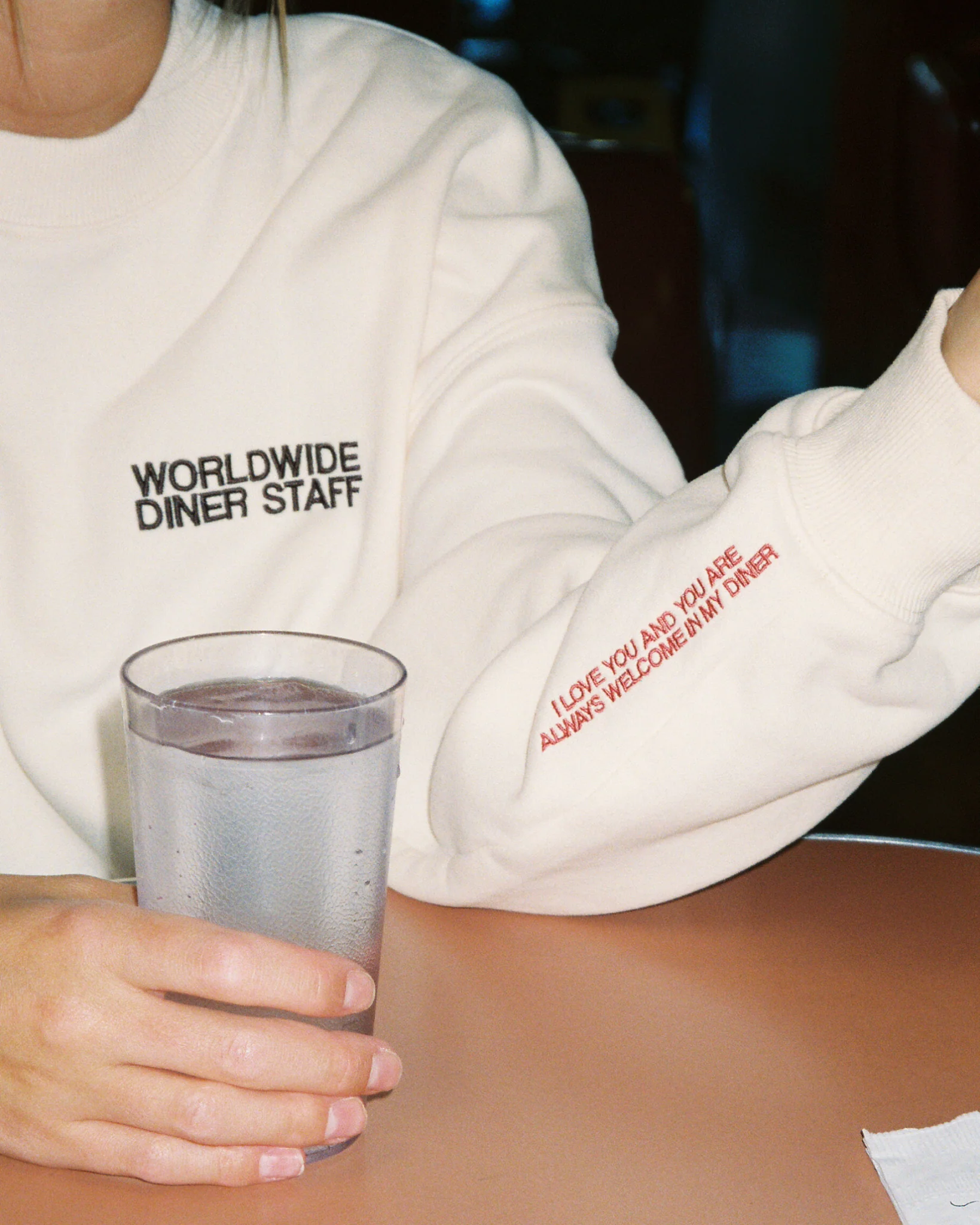 "Diner" Crew Neck in Cream - Image 6