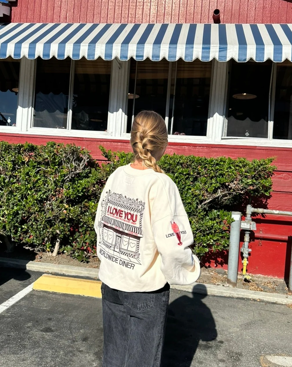 "Diner" Crew Neck in Cream - Image 7