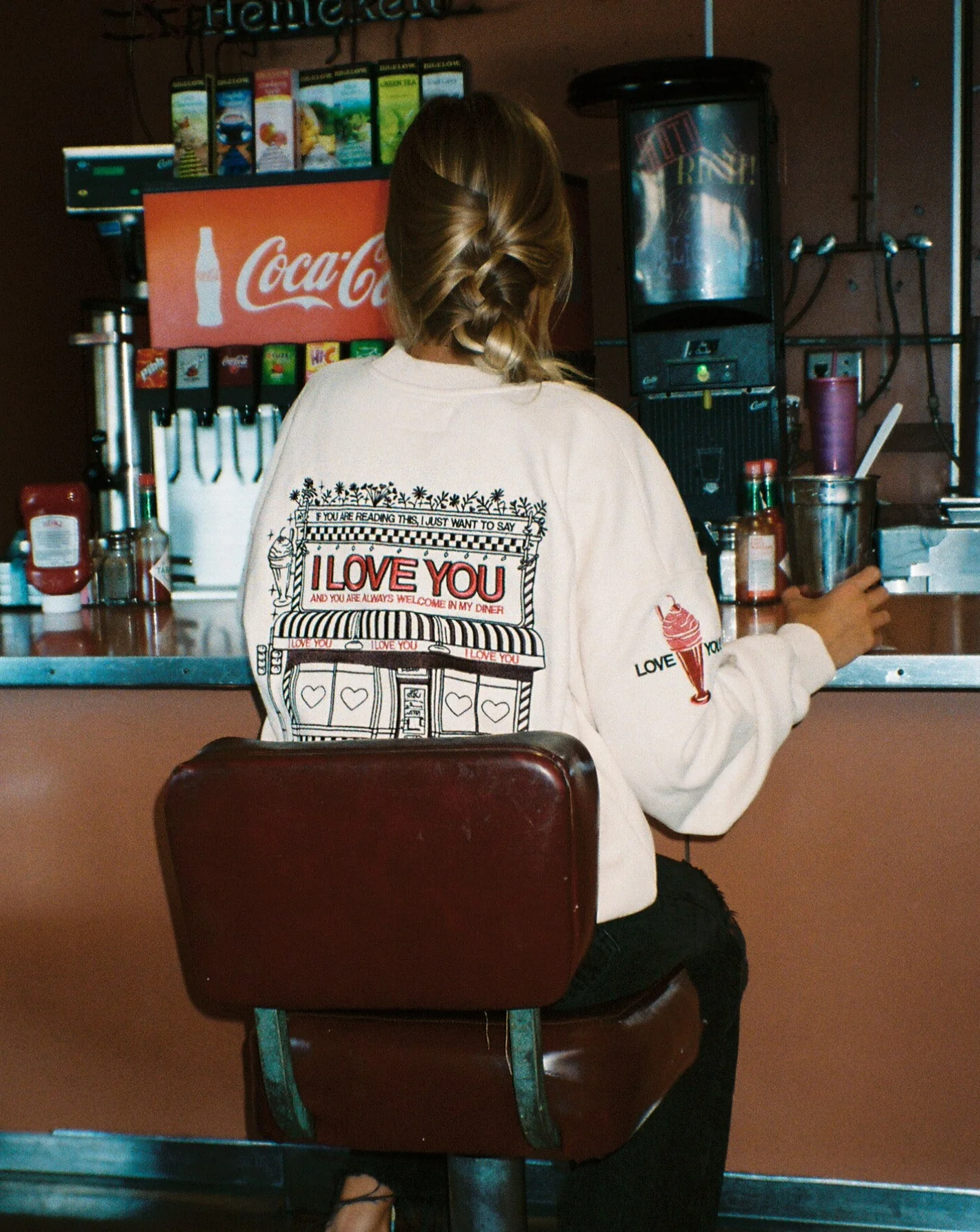 "Diner" Crew Neck in Cream - Image 9