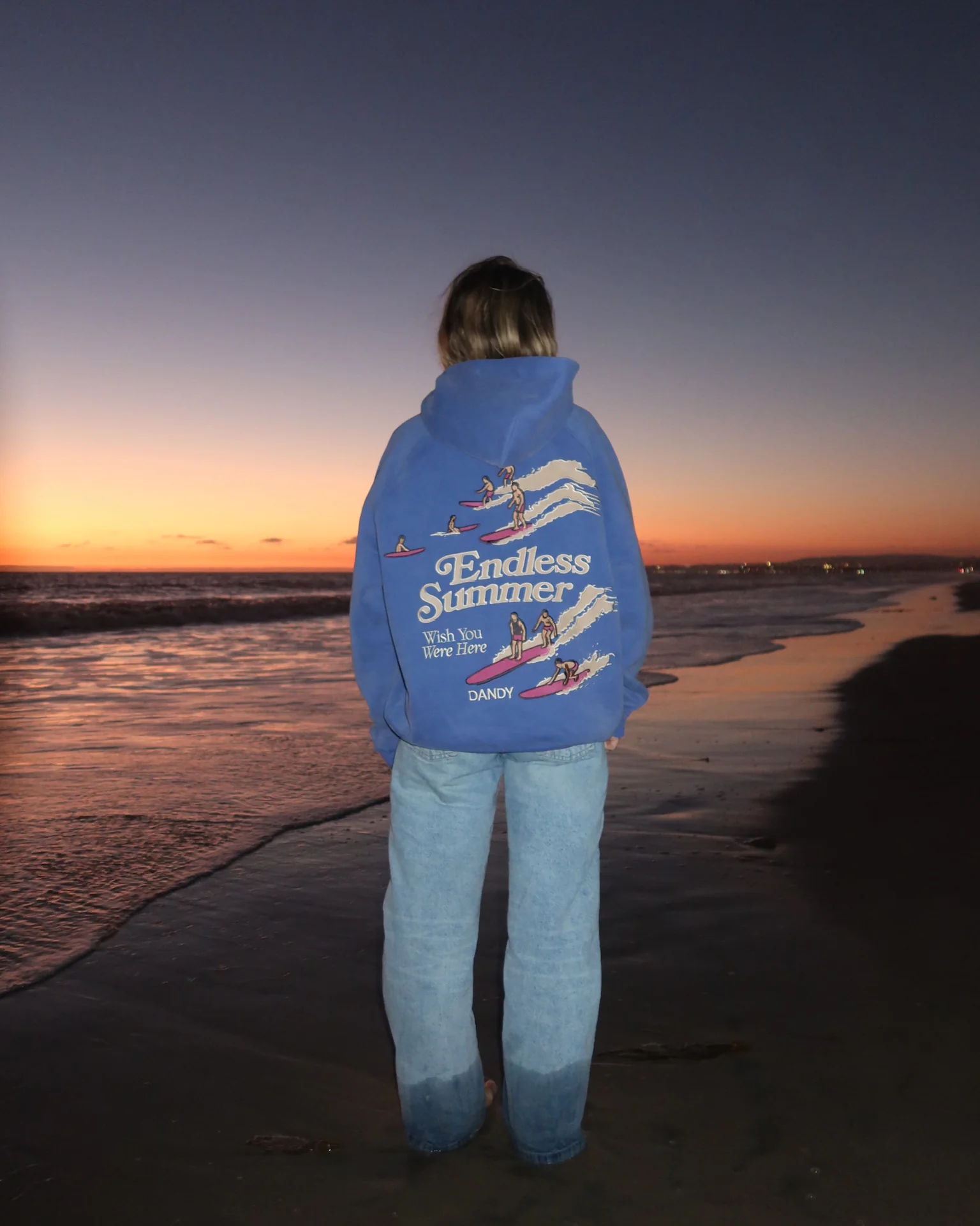 "Endless Summer" Oversized Lux Hoodie in Vintage Washed Blue - Image 3