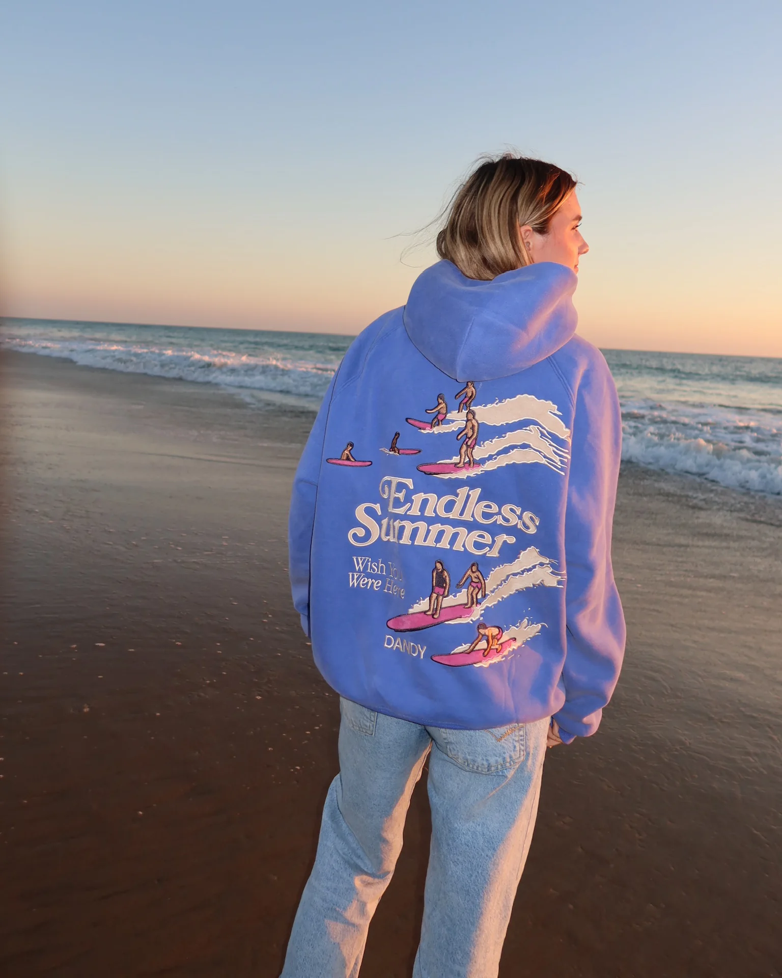 "Endless Summer" Oversized Lux Hoodie in Vintage Washed Blue - Image 7