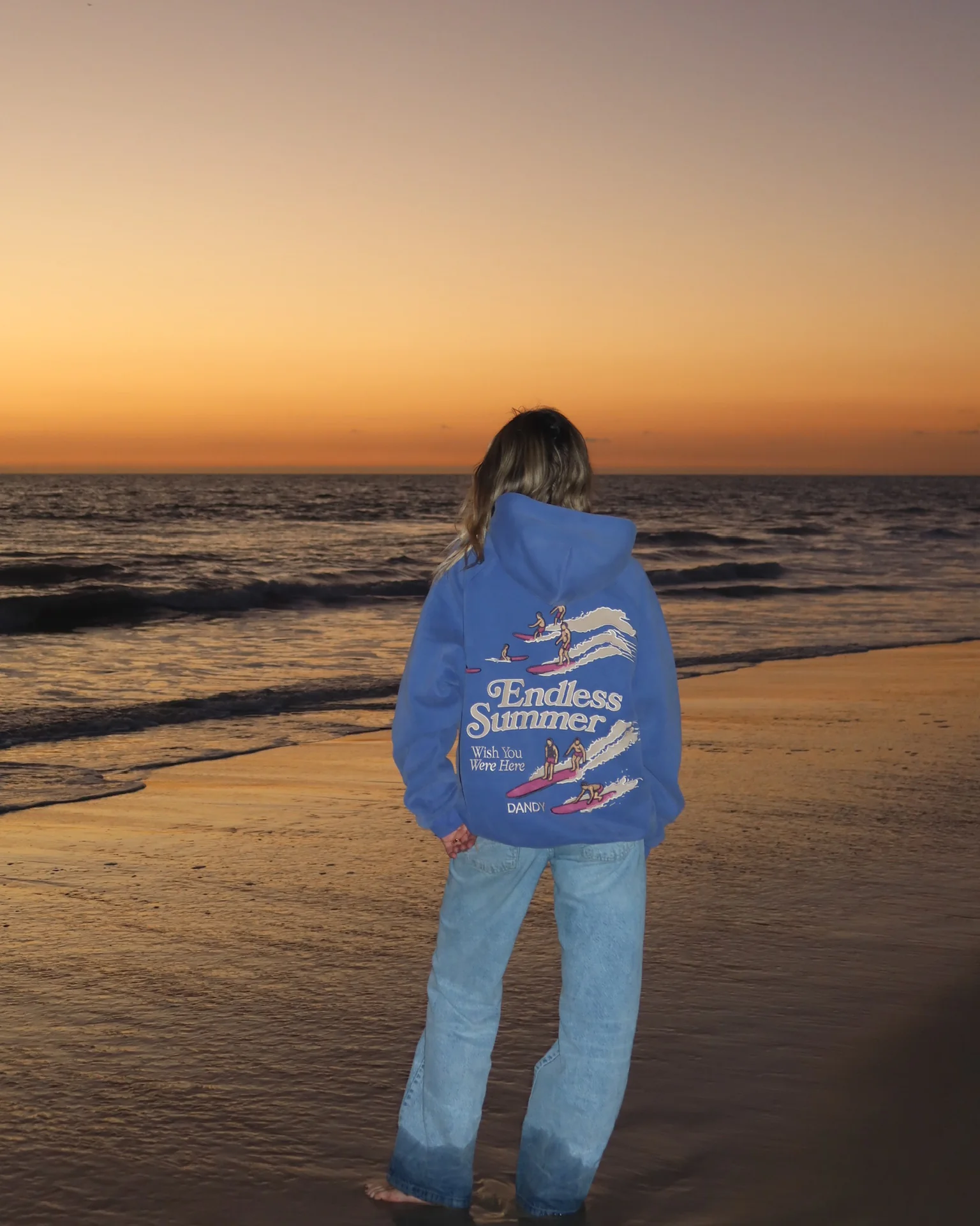 "Endless Summer" Oversized Lux Hoodie in Vintage Washed Blue - Image 9