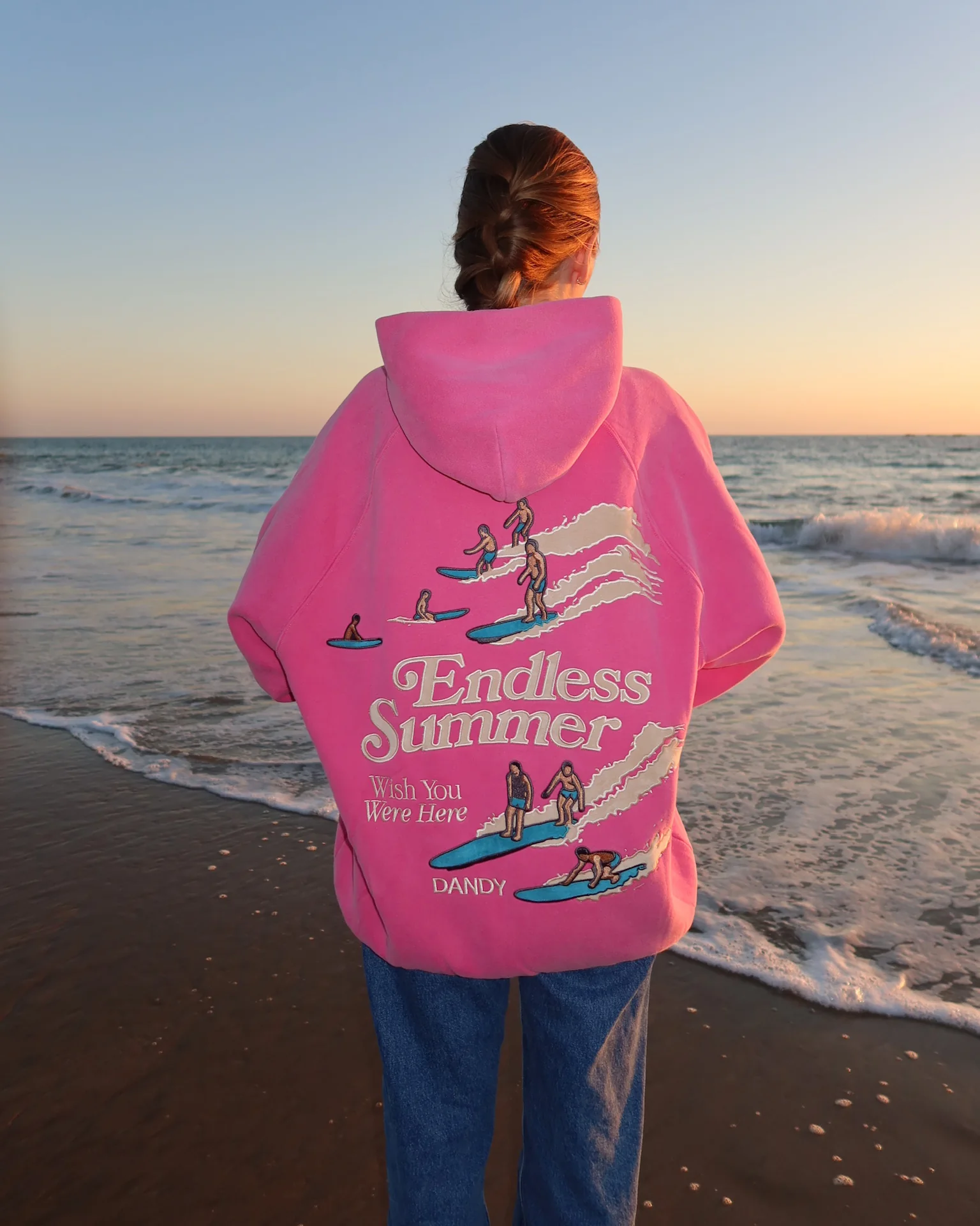 "Endless Summer" Oversized Lux Hoodie in Vintage Washed Pink - Image 3