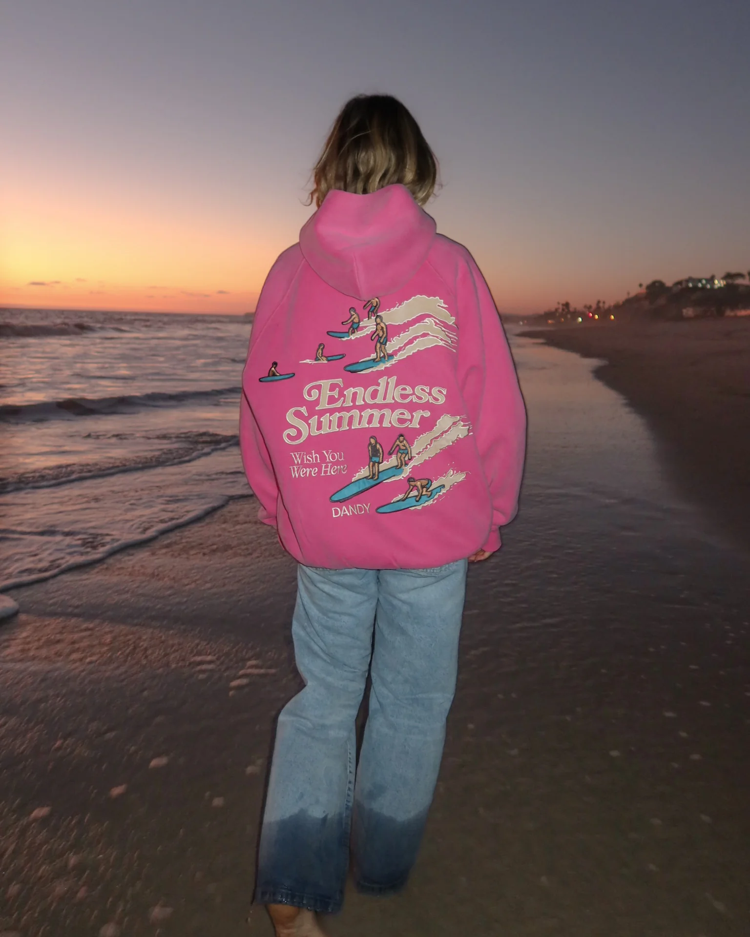 "Endless Summer" Oversized Lux Hoodie in Vintage Washed Pink - Image 5