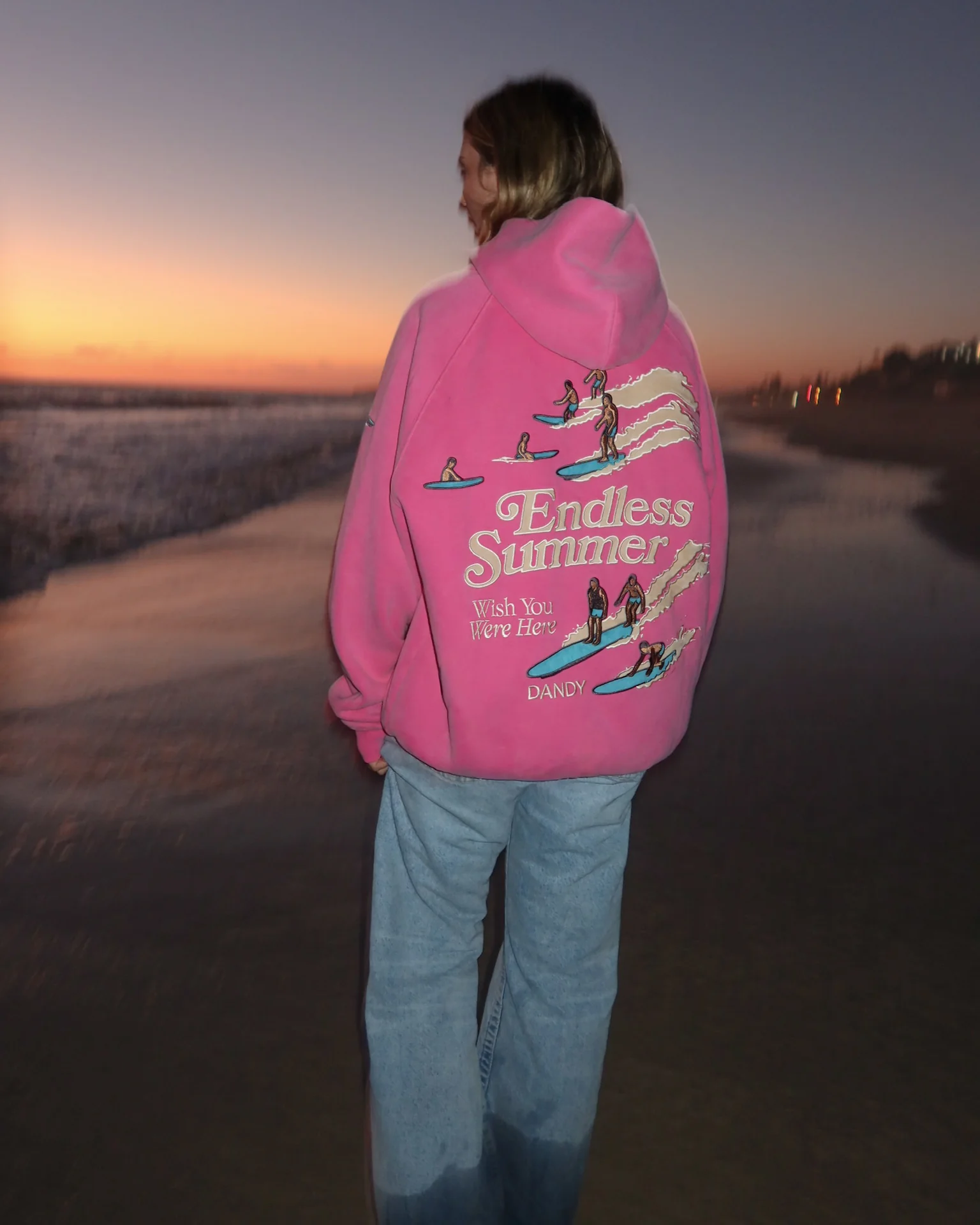 "Endless Summer" Oversized Lux Hoodie in Vintage Washed Pink - Image 6