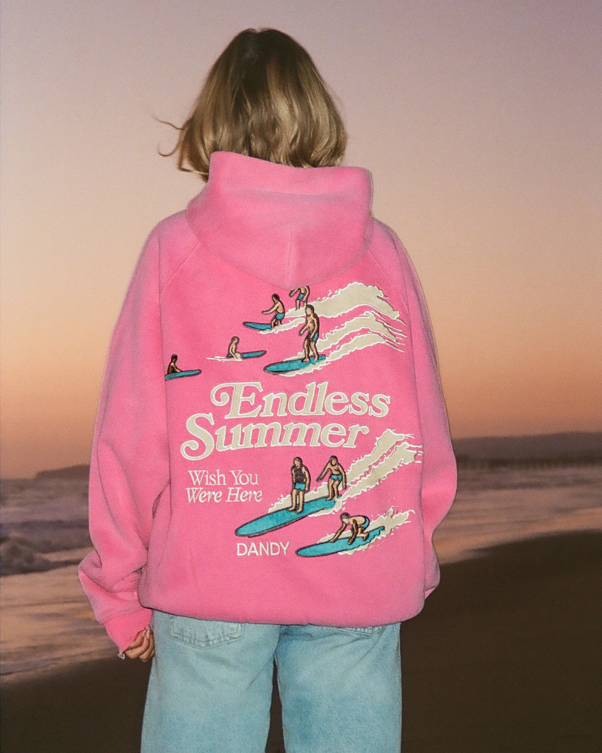 "Endless Summer" Oversized Lux Hoodie in Vintage Washed Pink - Image 9