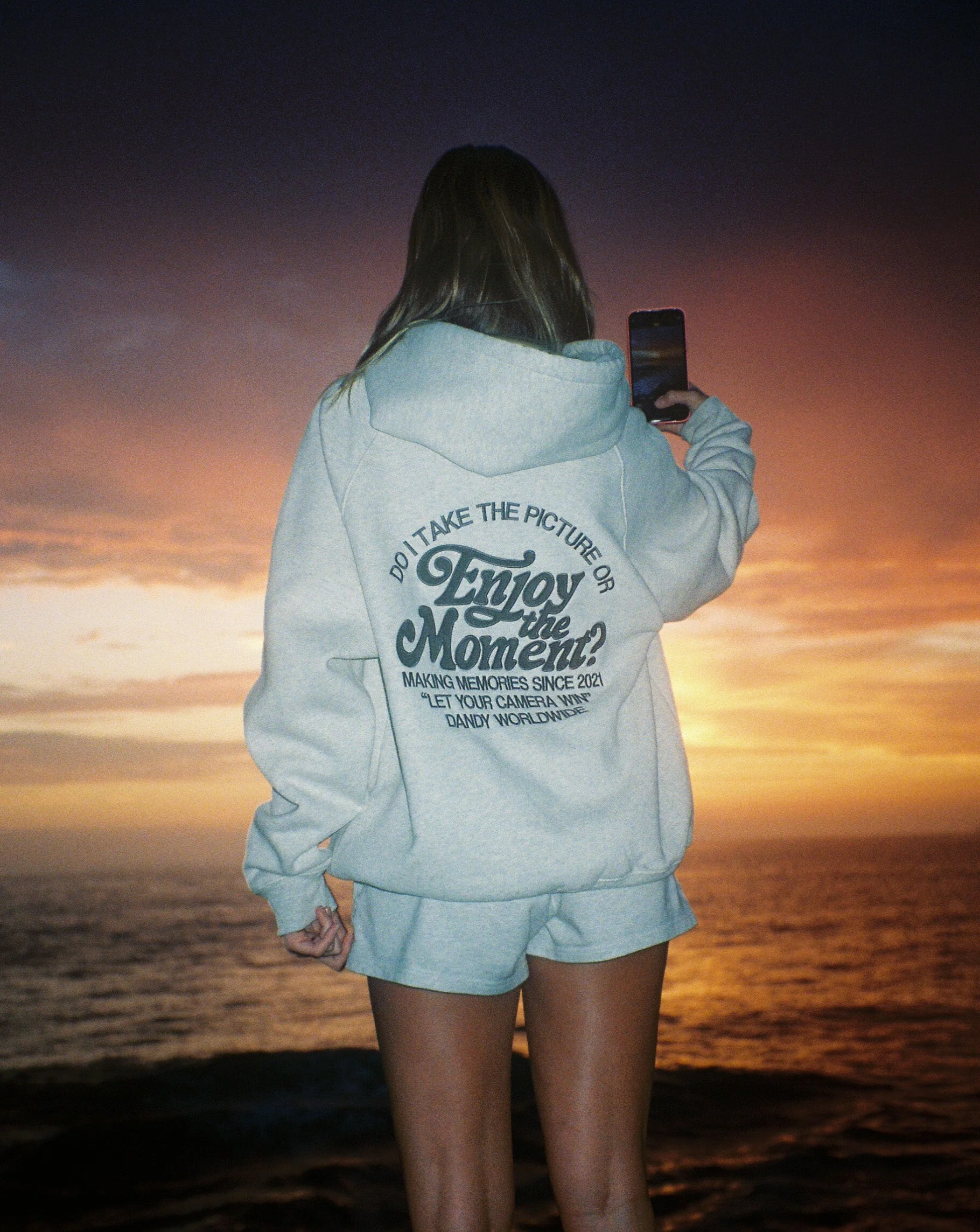"Enjoy the Moment" Oversized Lux Hoodie in Heather Gray - Image 11