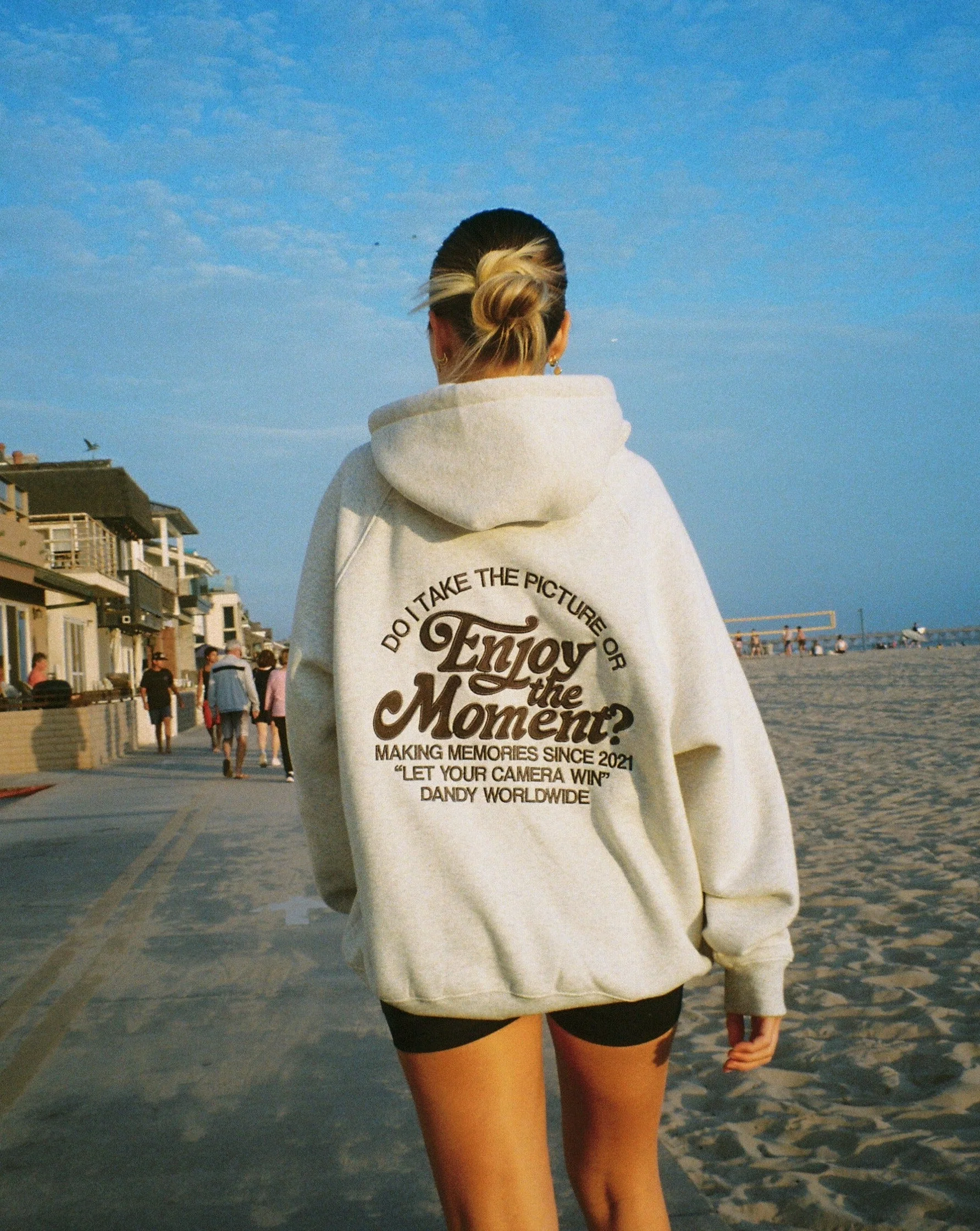 "Enjoy the Moment" Oversized Lux Hoodie in Heather Gray - Image 12