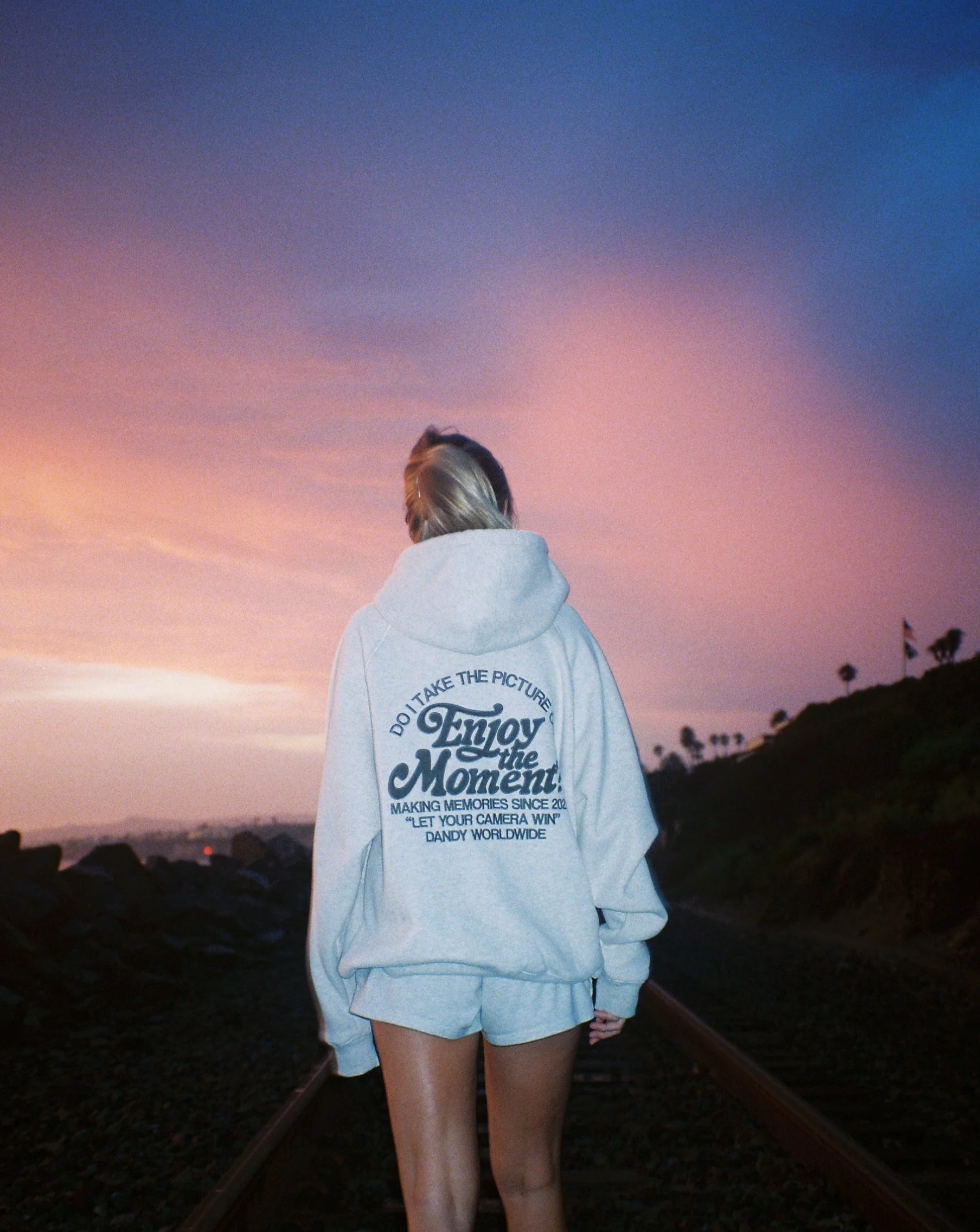 "Enjoy the Moment" Oversized Lux Hoodie in Heather Gray - Image 6