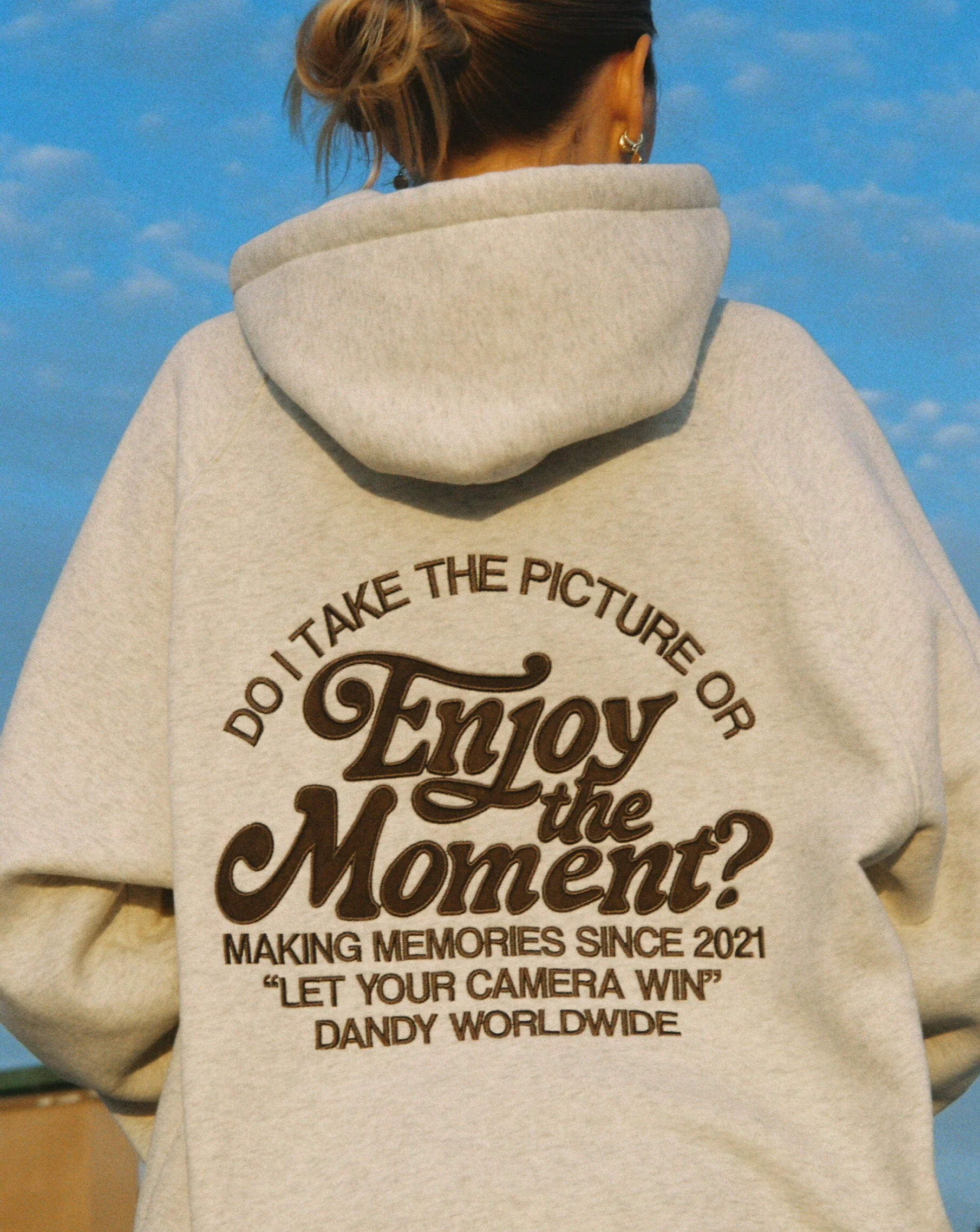 "Enjoy the Moment" Oversized Lux Hoodie in Heather Gray - Image 7