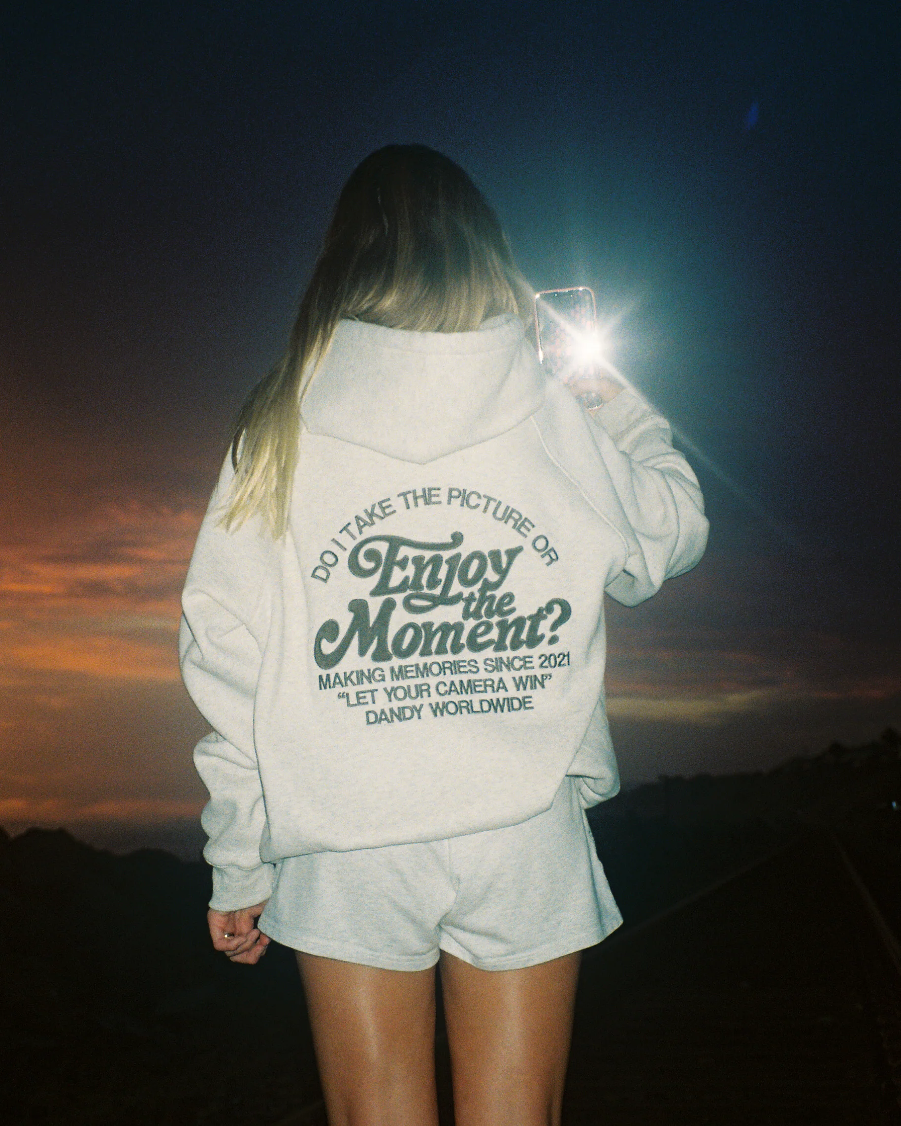 "Enjoy the Moment" Oversized Lux Hoodie in Heather Gray - Image 8