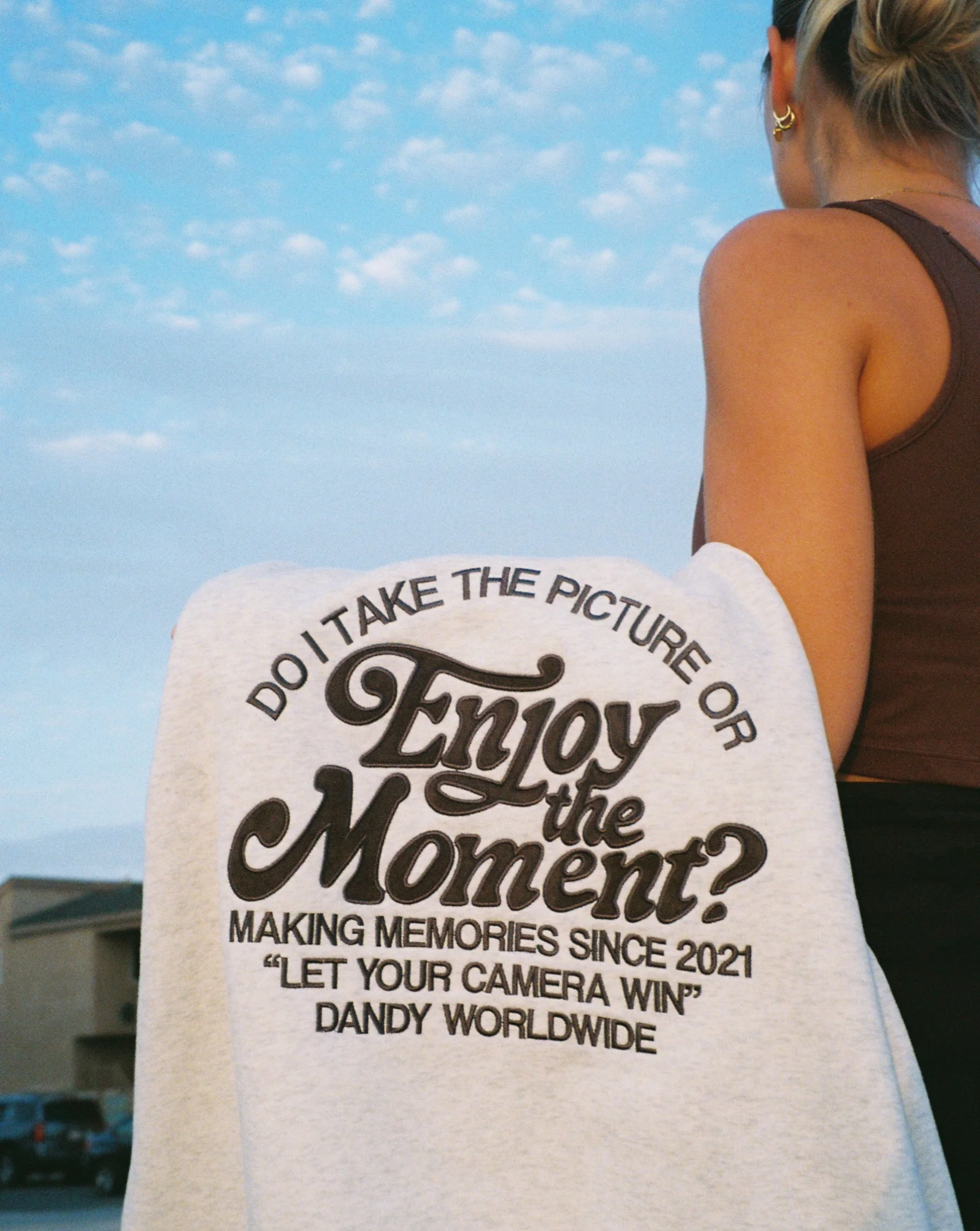 "Enjoy the Moment" Oversized Lux Hoodie in Heather Gray - Image 9