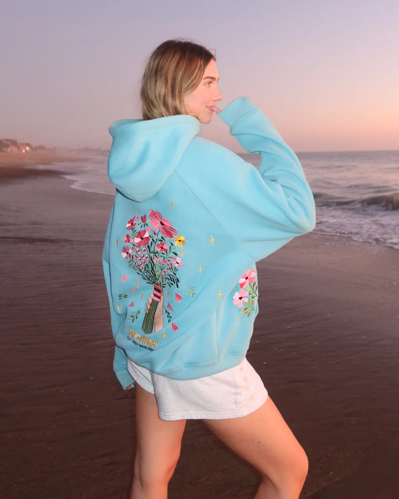 "Gift Giving" Oversized Lux Hoodie in Blue - Image 2
