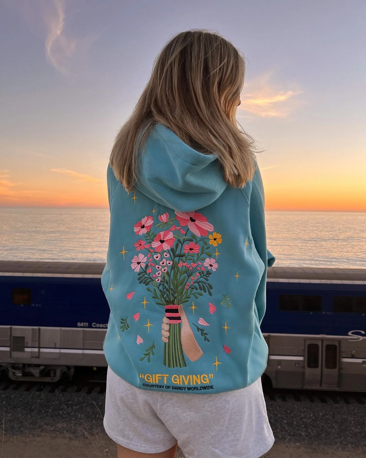"Gift Giving" Oversized Lux Hoodie in Blue - Image 8