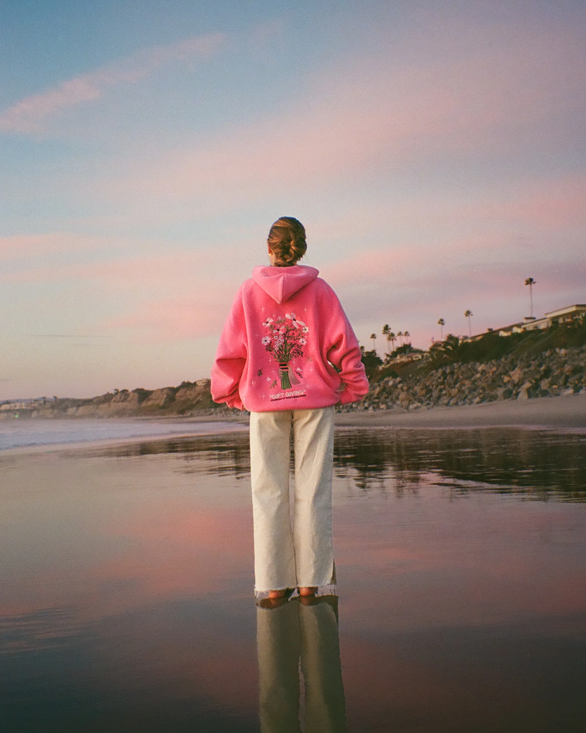 "Gift Giving" Oversized Lux Hoodie in Vintage Washed Pink - Image 10