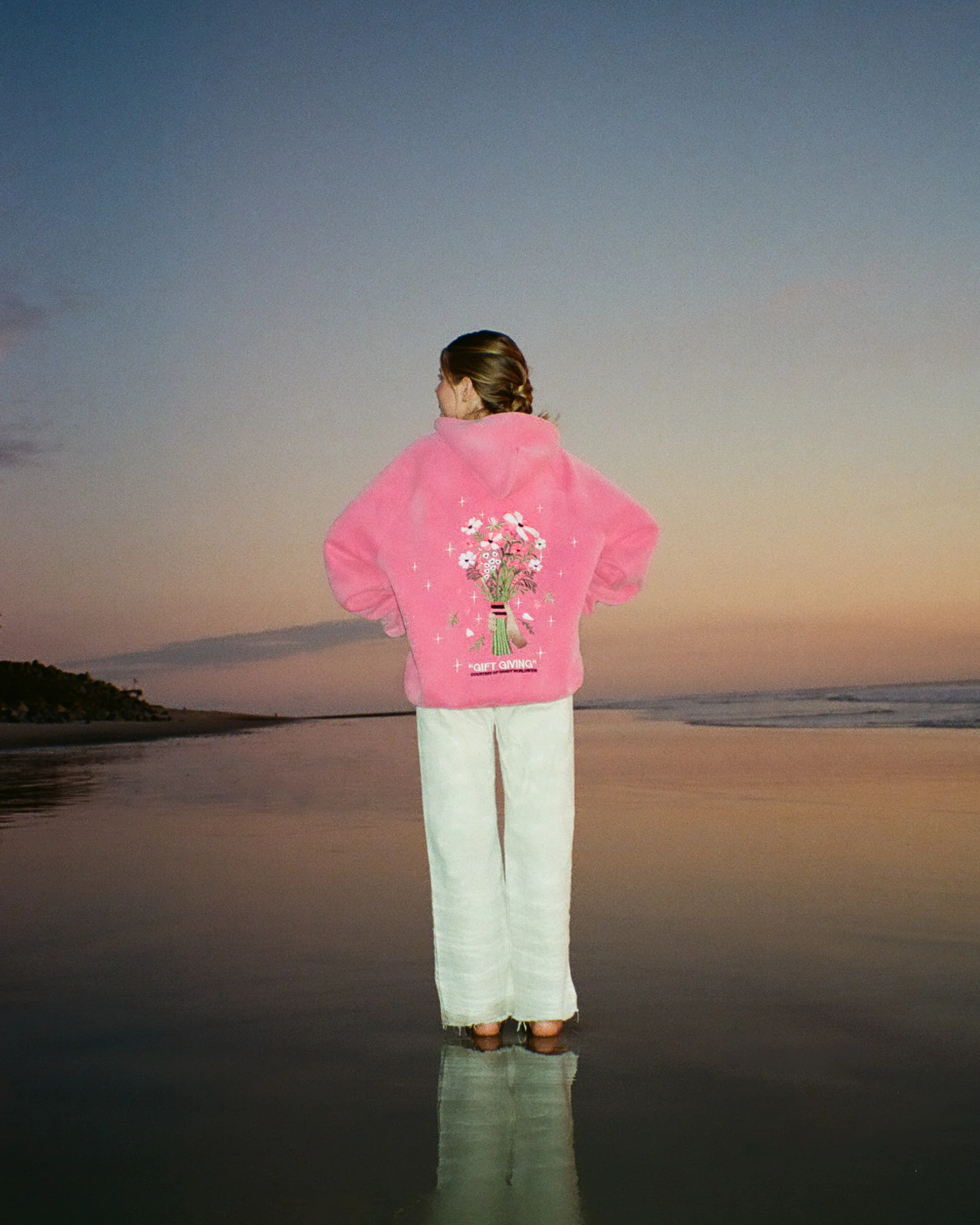 "Gift Giving" Oversized Lux Hoodie in Vintage Washed Pink - Image 4