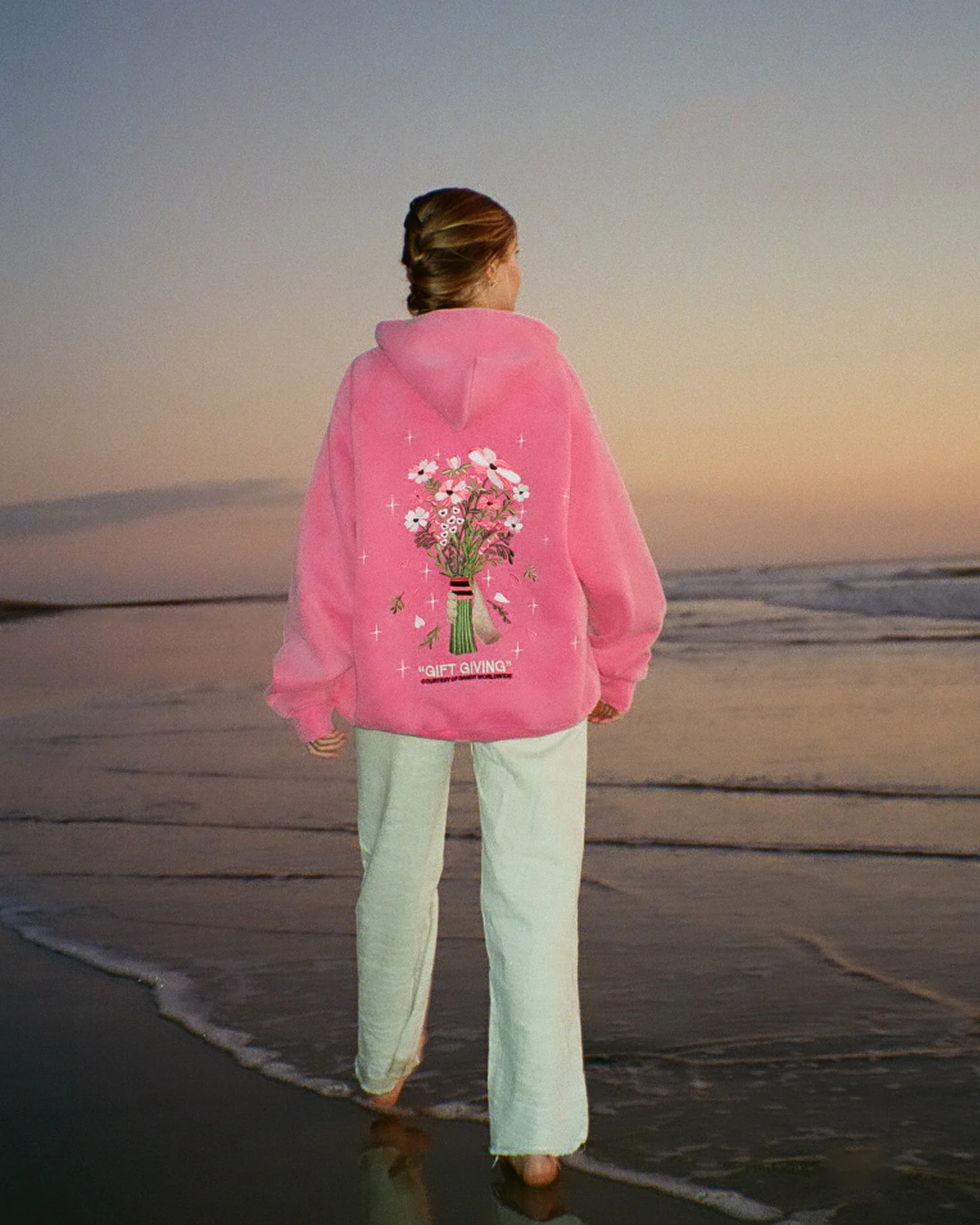 "Gift Giving" Oversized Lux Hoodie in Vintage Washed Pink - Image 6