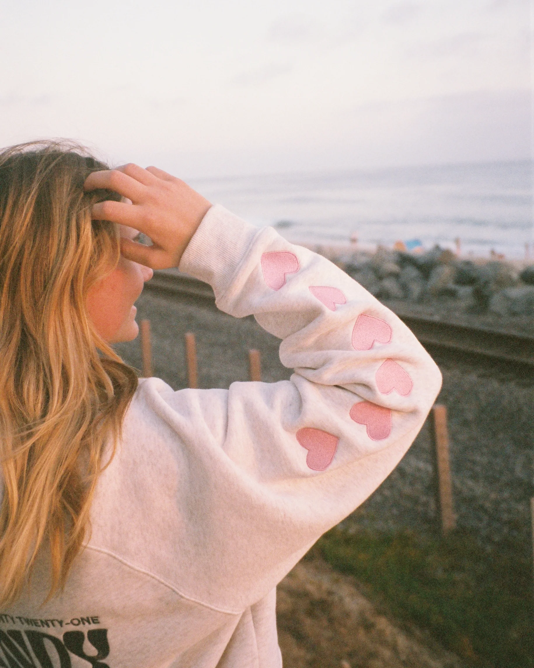 "Heart on My Sleeve" Oversized Lux Hoodie in Heather Gray - Image 10