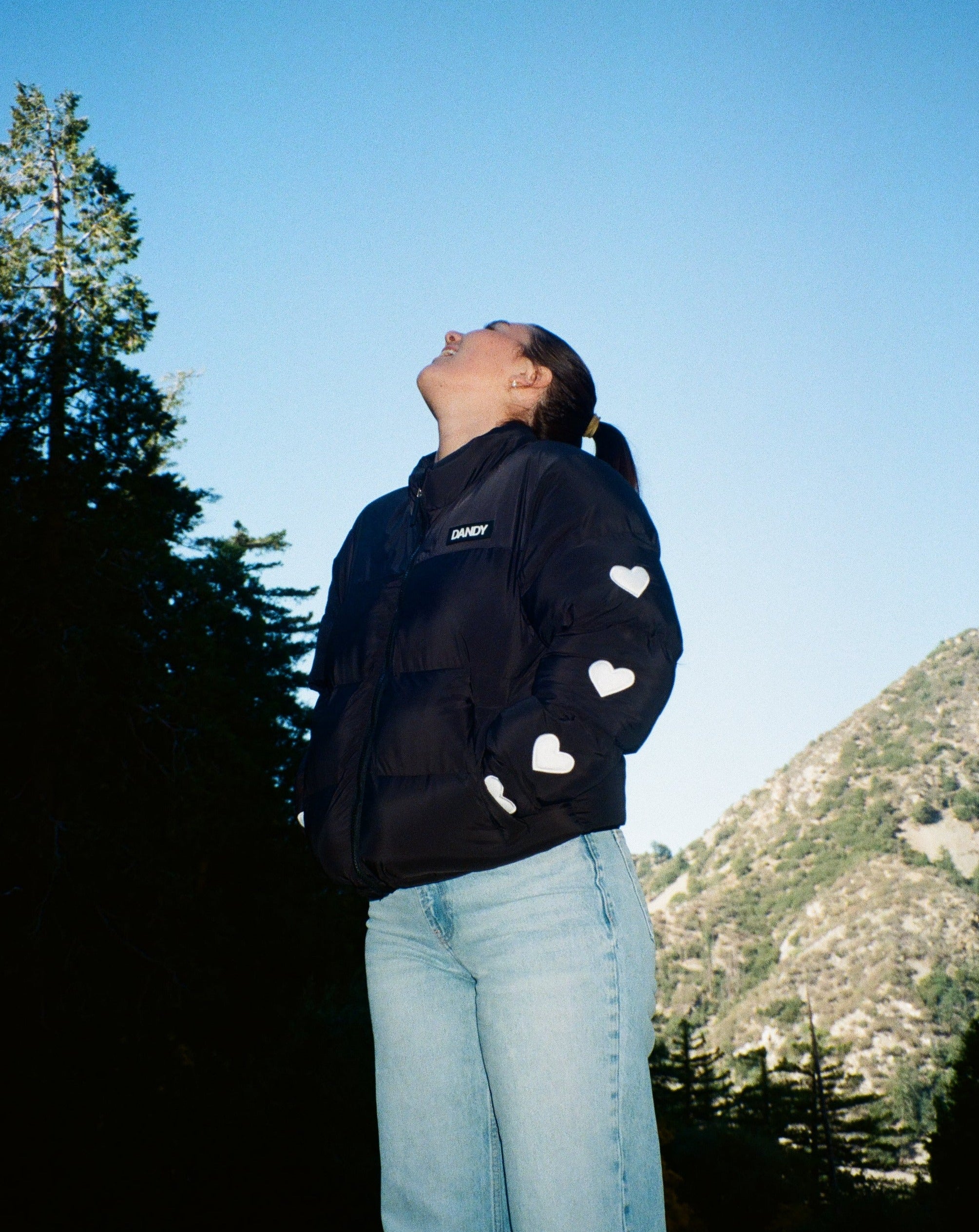 "Heart on My Sleeve" Puffer Jacket in Black - Image 12