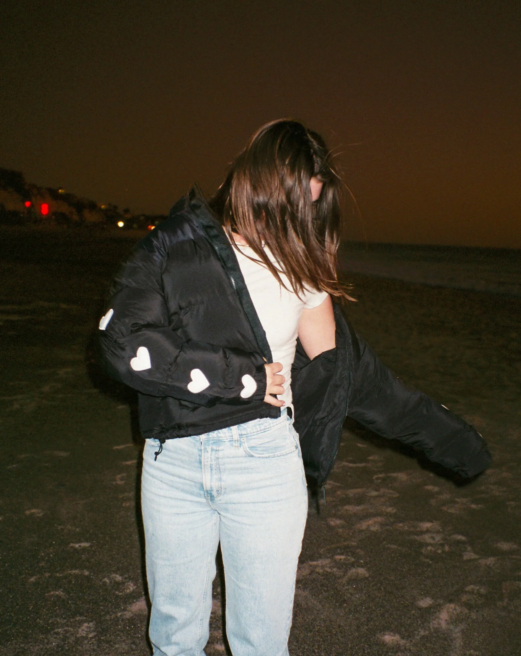 "Heart on My Sleeve" Puffer Jacket in Black - Image 14