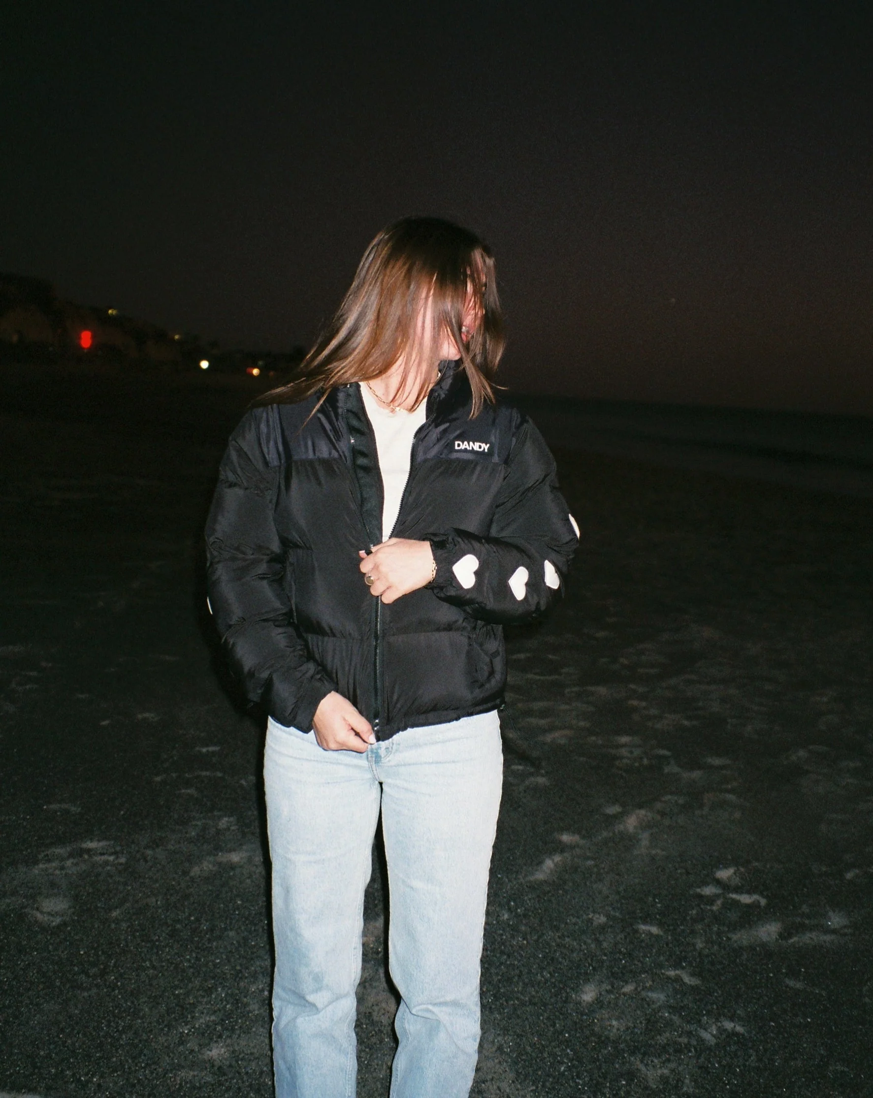"Heart on My Sleeve" Puffer Jacket in Black - Image 16