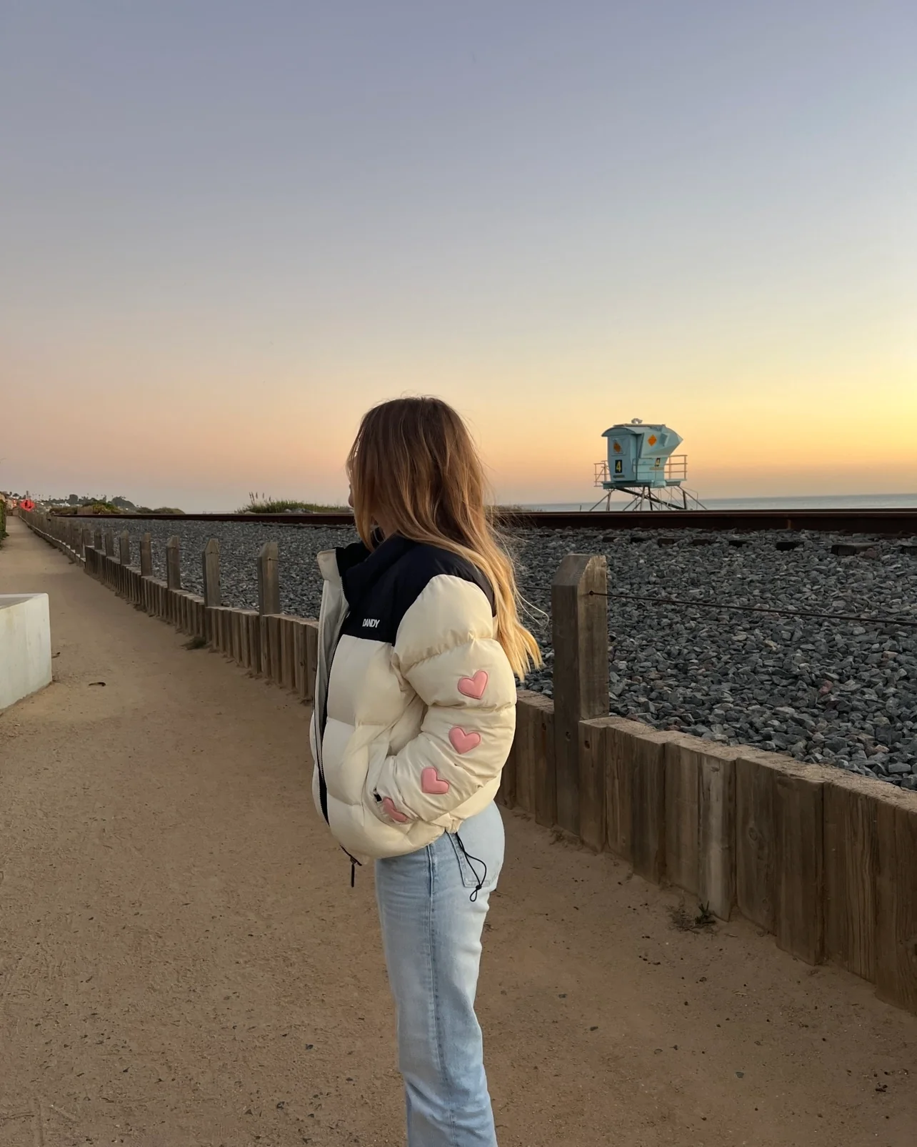 "Heart on My Sleeve" Puffer Jacket in Cream - Image 12