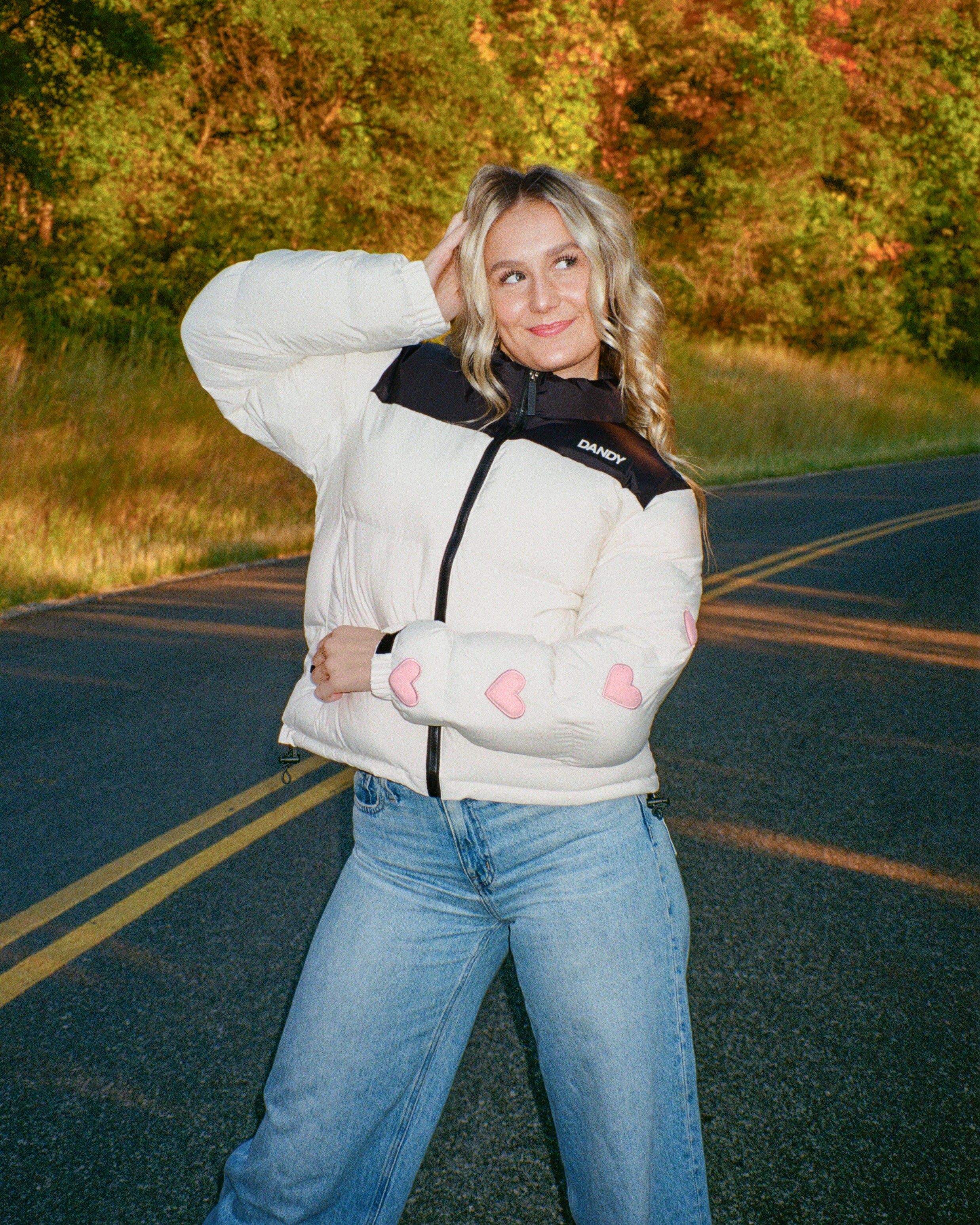 "Heart on My Sleeve" Puffer Jacket in Cream - Image 16