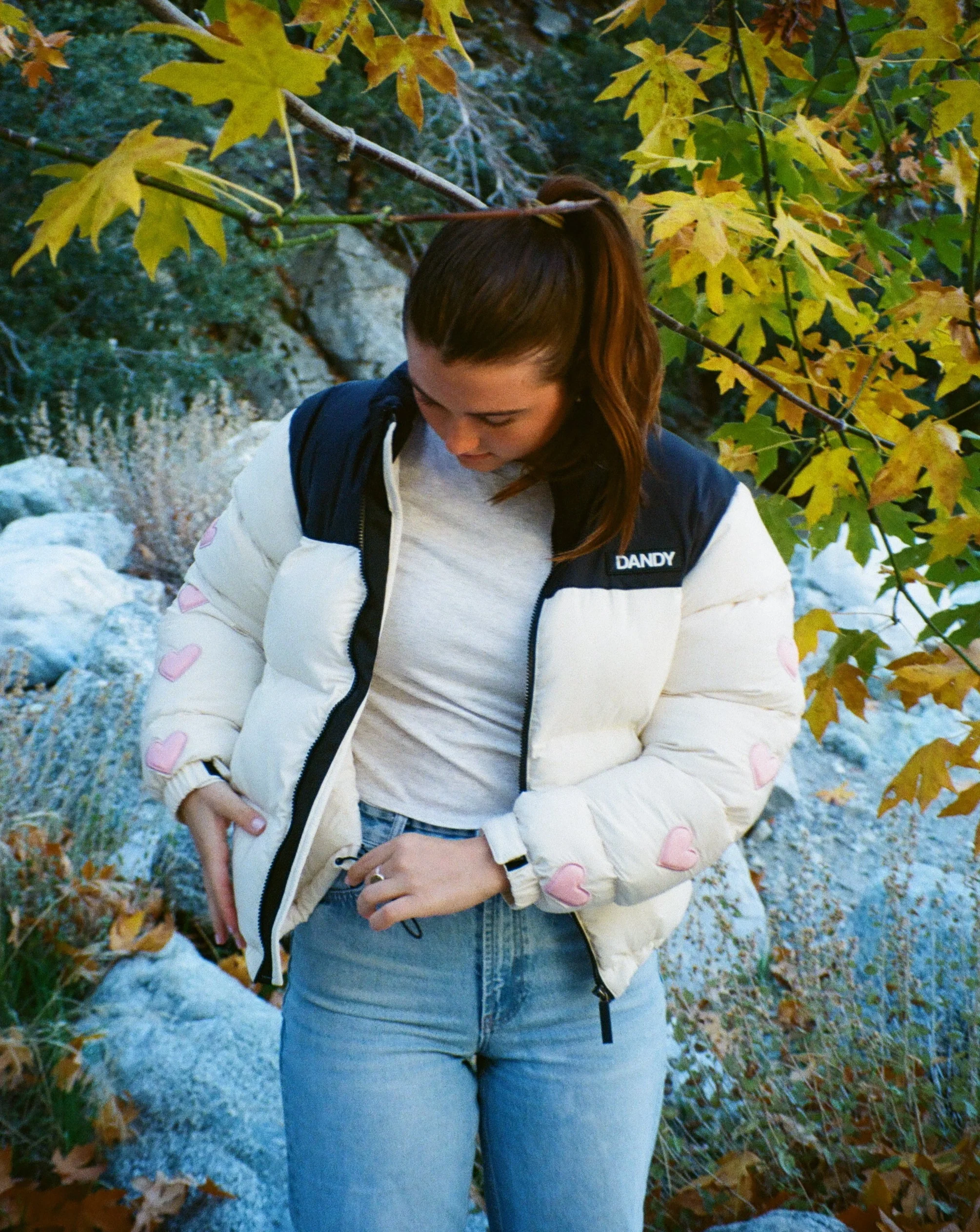 "Heart on My Sleeve" Puffer Jacket in Cream - Image 3