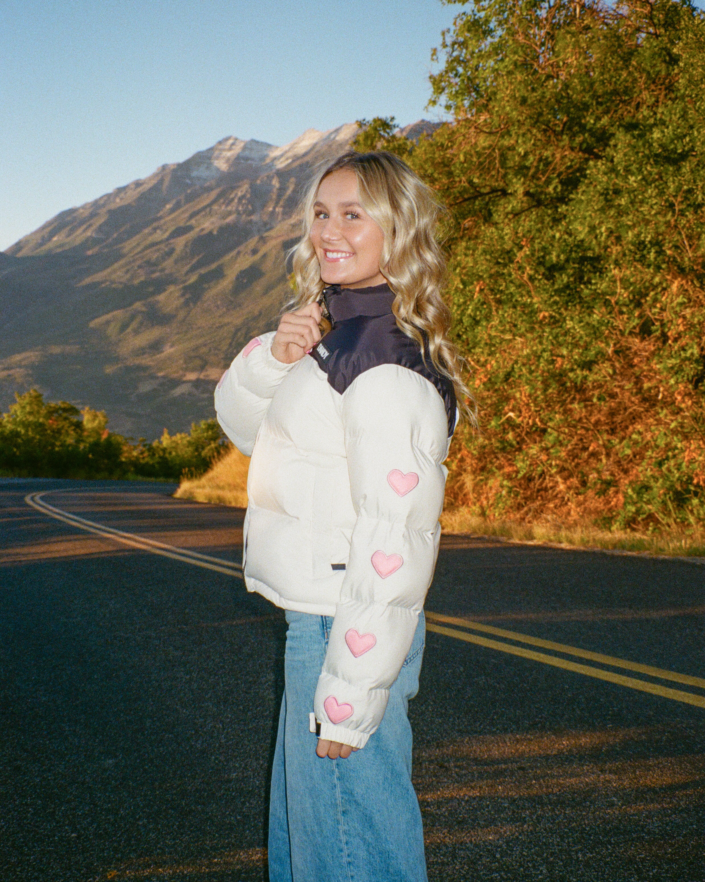 "Heart on My Sleeve" Puffer Jacket in Cream - Image 4