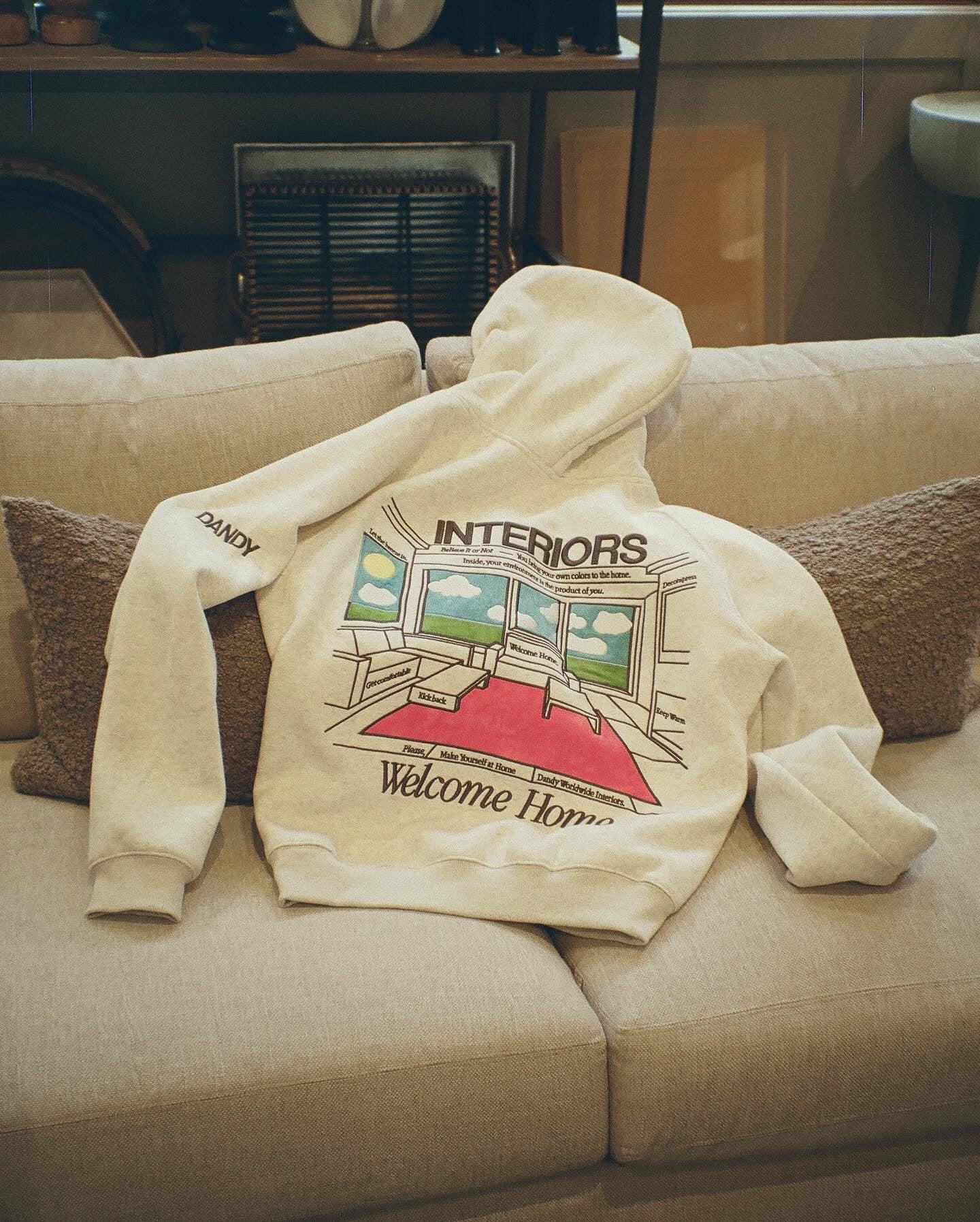 "Interiors" Oversized Lux Hoodie in Heather Gray - Image 13
