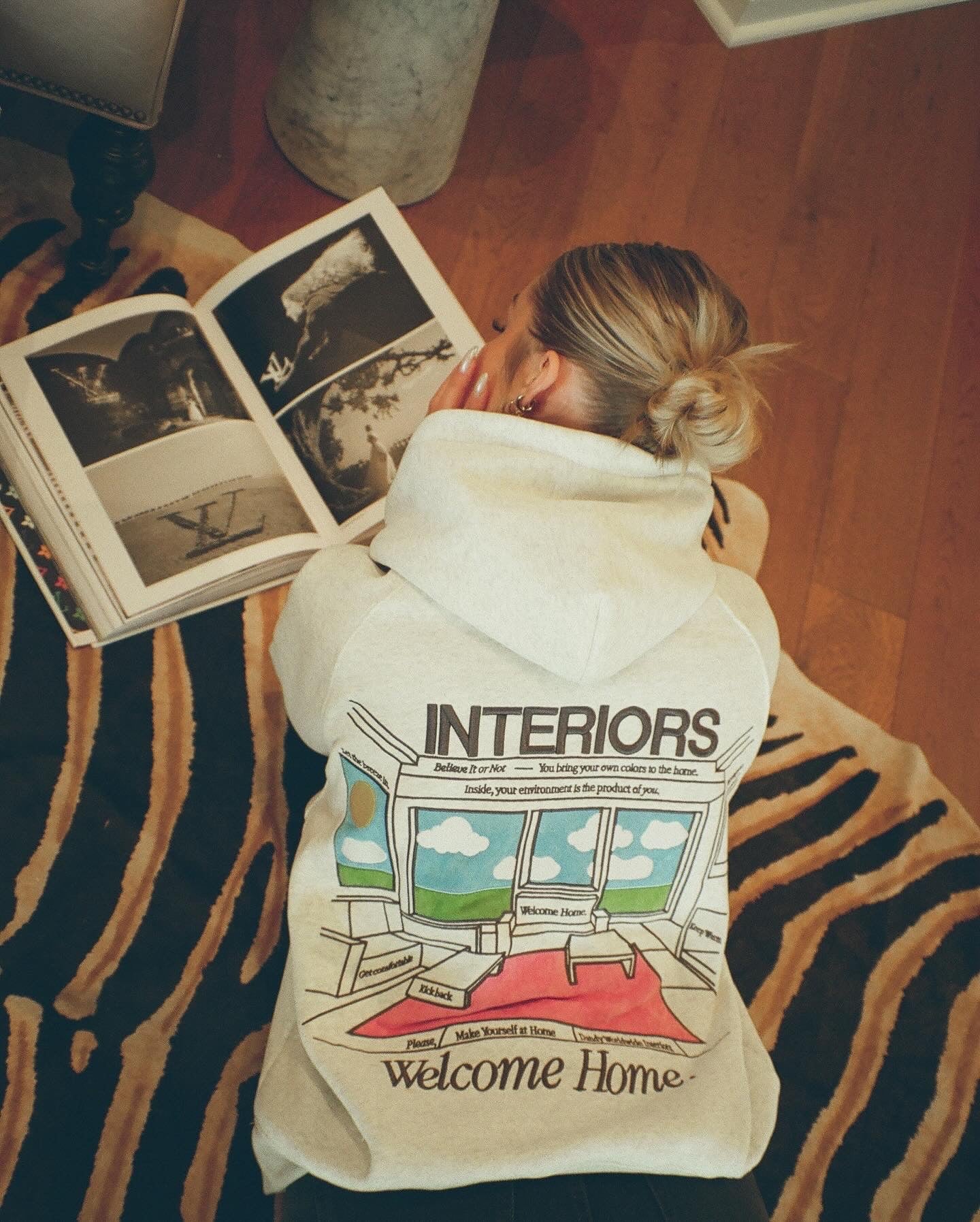 "Interiors" Oversized Lux Hoodie in Heather Gray - Image 16