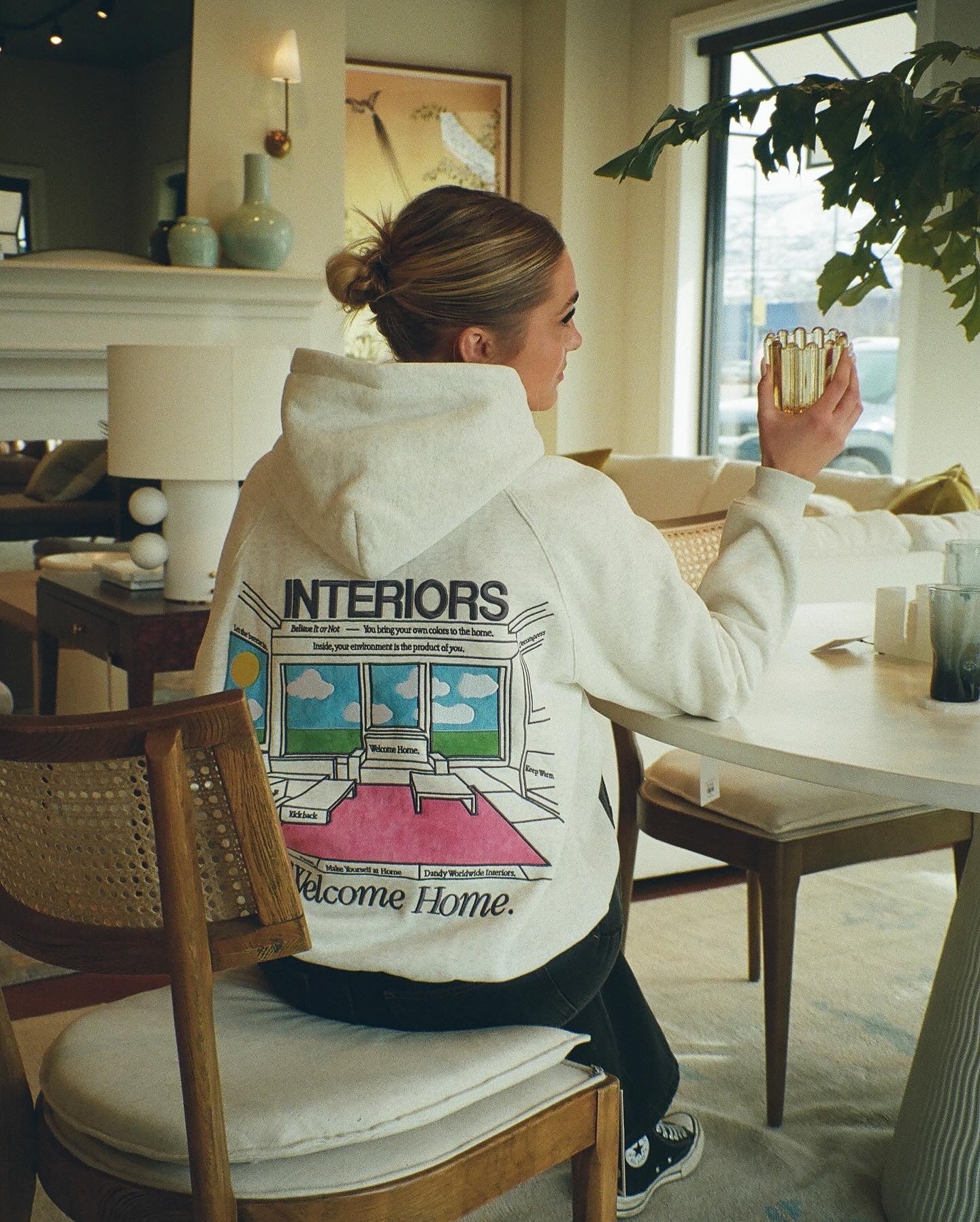 "Interiors" Oversized Lux Hoodie in Heather Gray - Image 17
