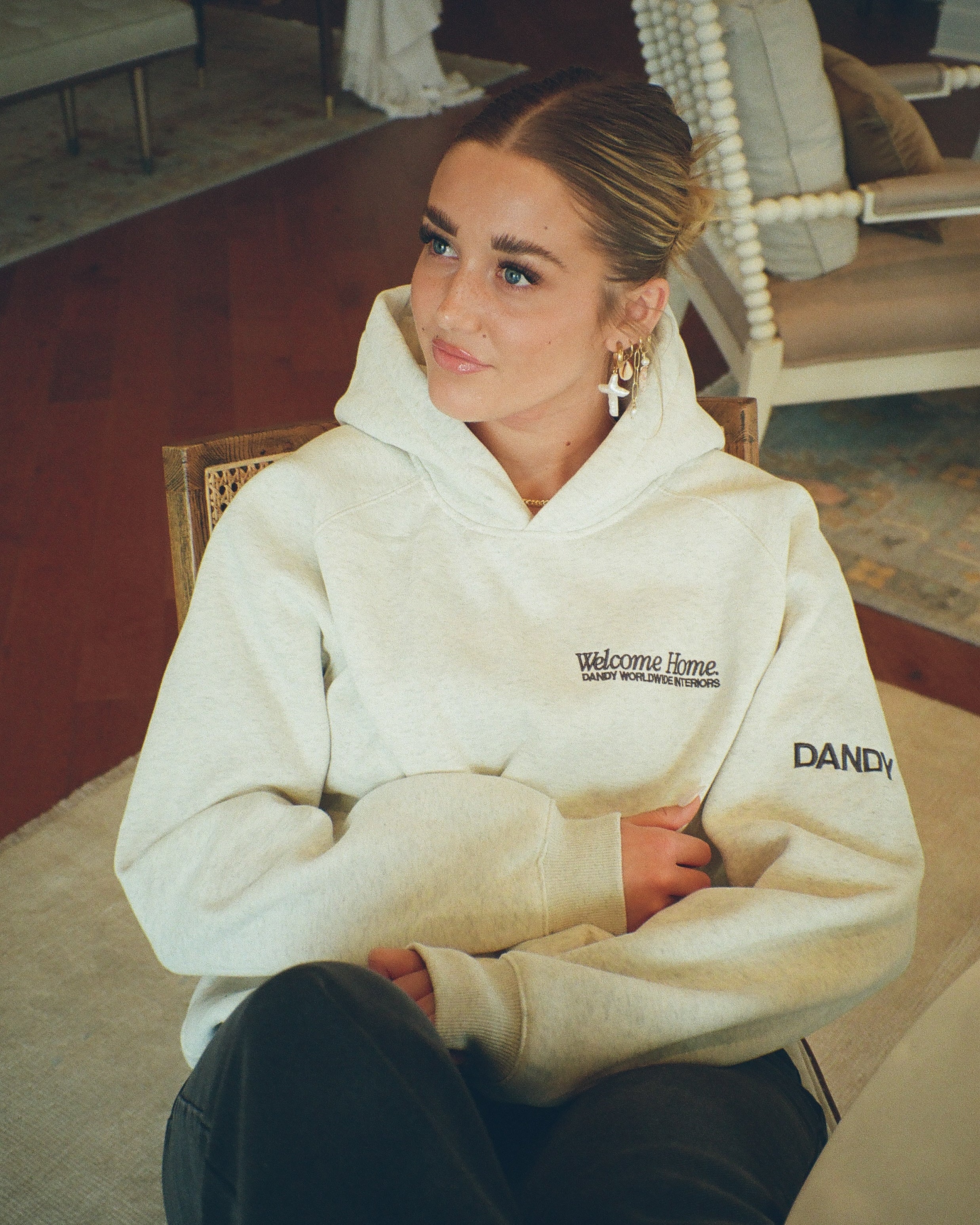 "Interiors" Oversized Lux Hoodie in Heather Gray - Image 2