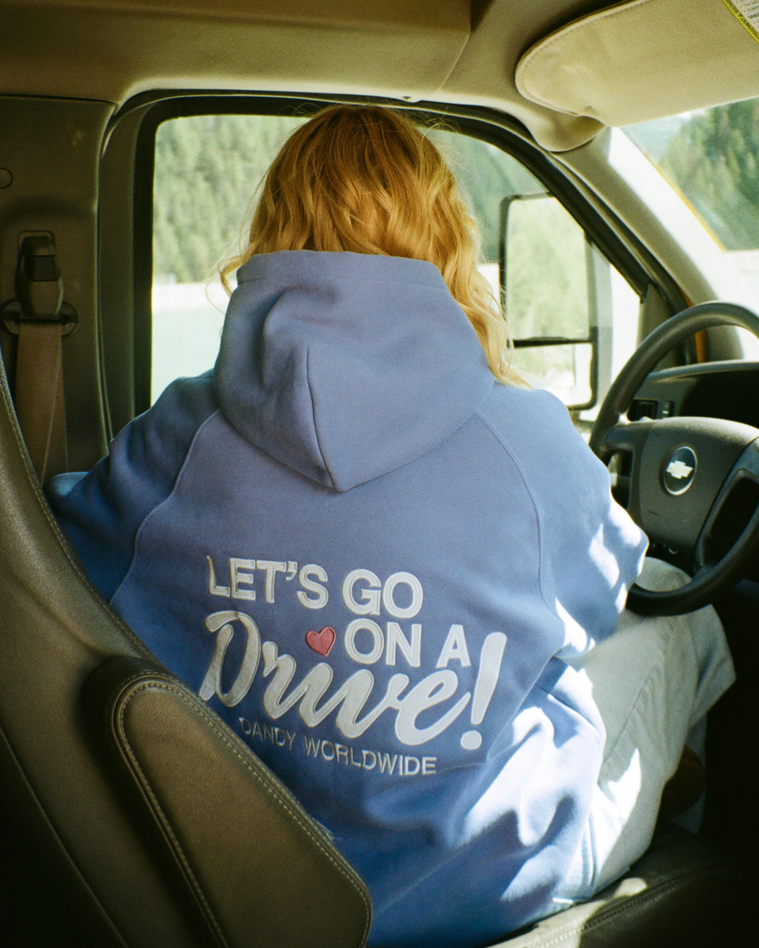 "Let's Go on a Drive" Oversized Lux Hoodie in Blue - Image 11