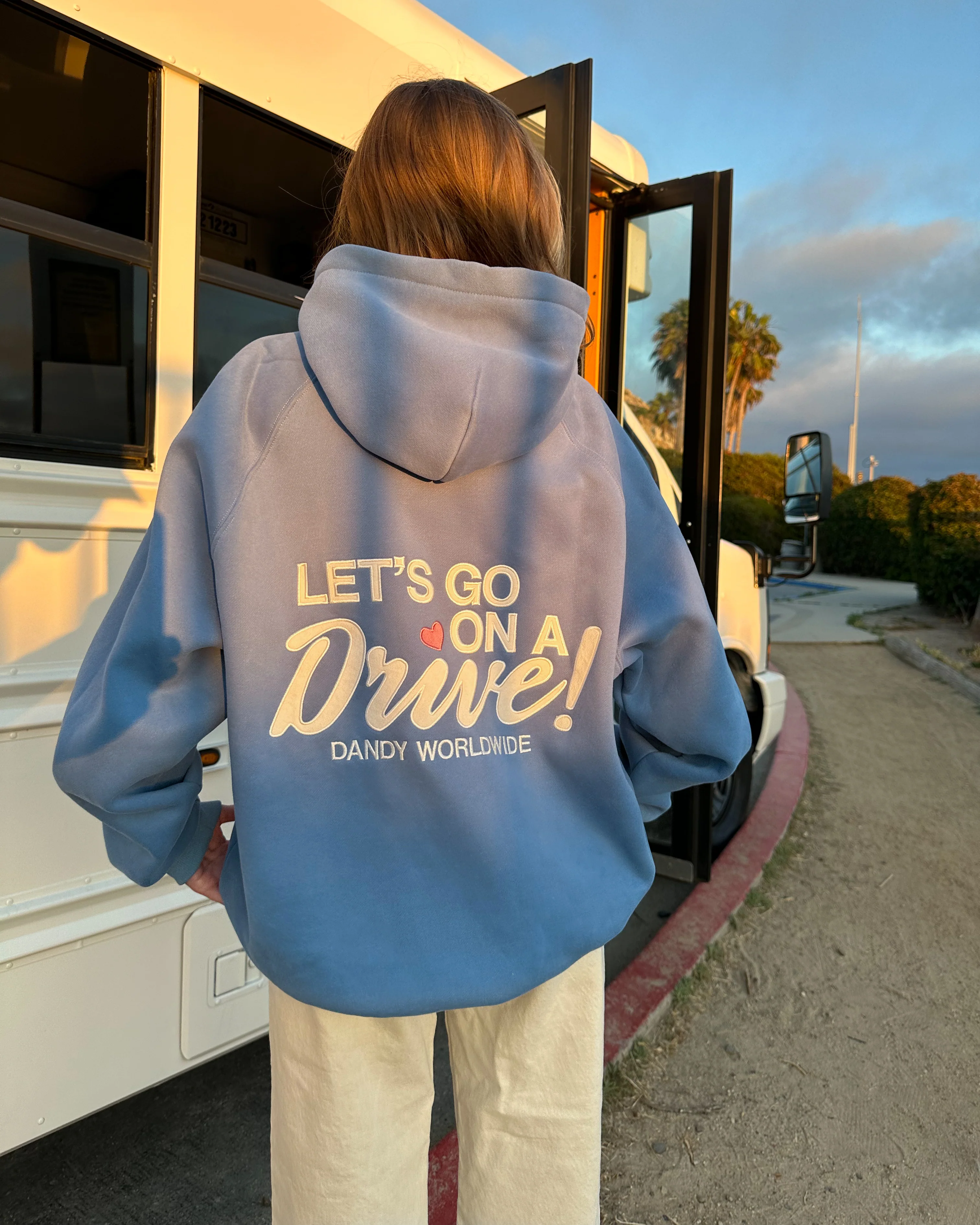 "Let's Go on a Drive" Oversized Lux Hoodie in Blue - Image 9