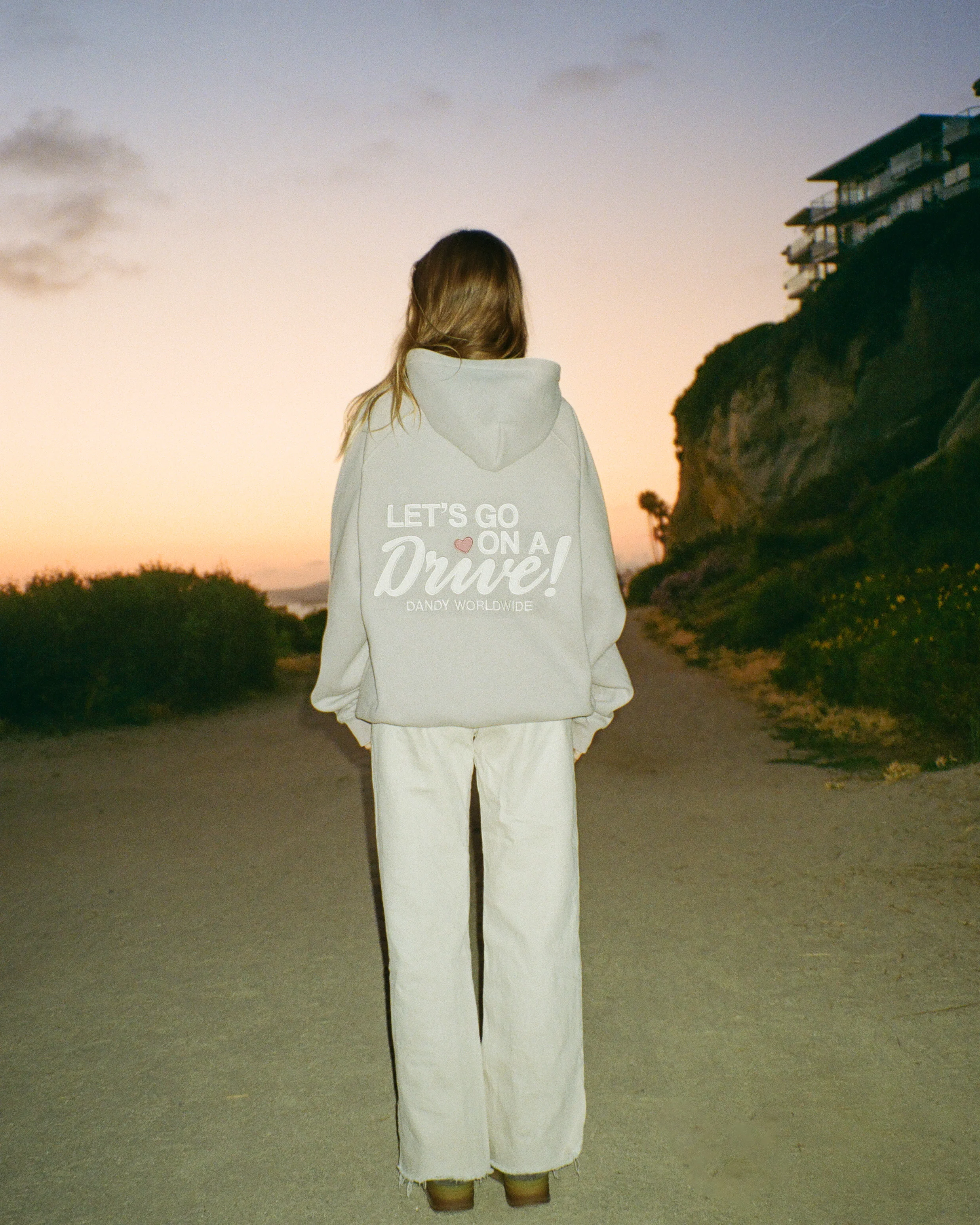 "Let's Go on a Drive" Oversized Lux Hoodie in Light Gray - Image 3