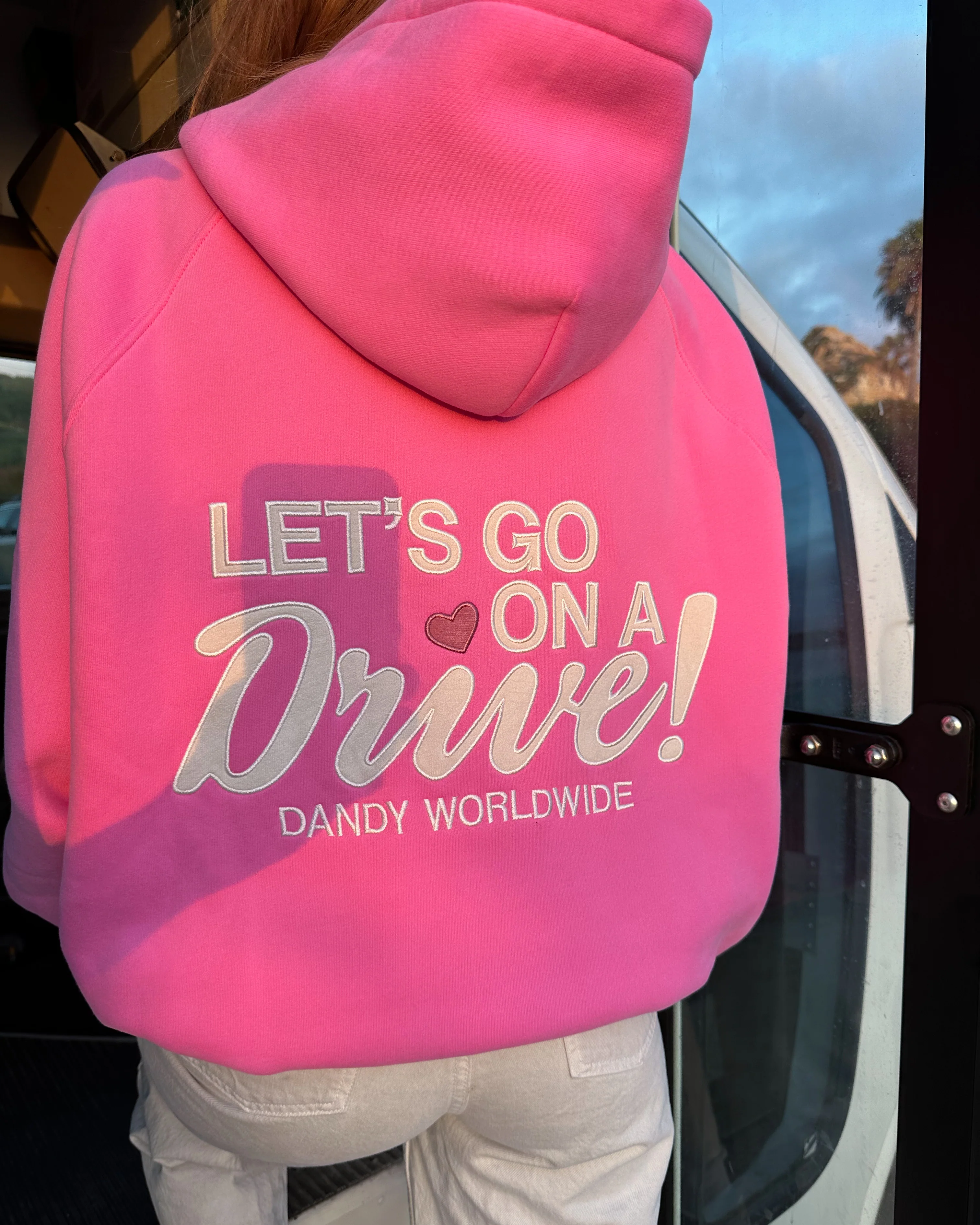 "Let's Go on a Drive" Oversized Lux Hoodie in Pink - Image 7