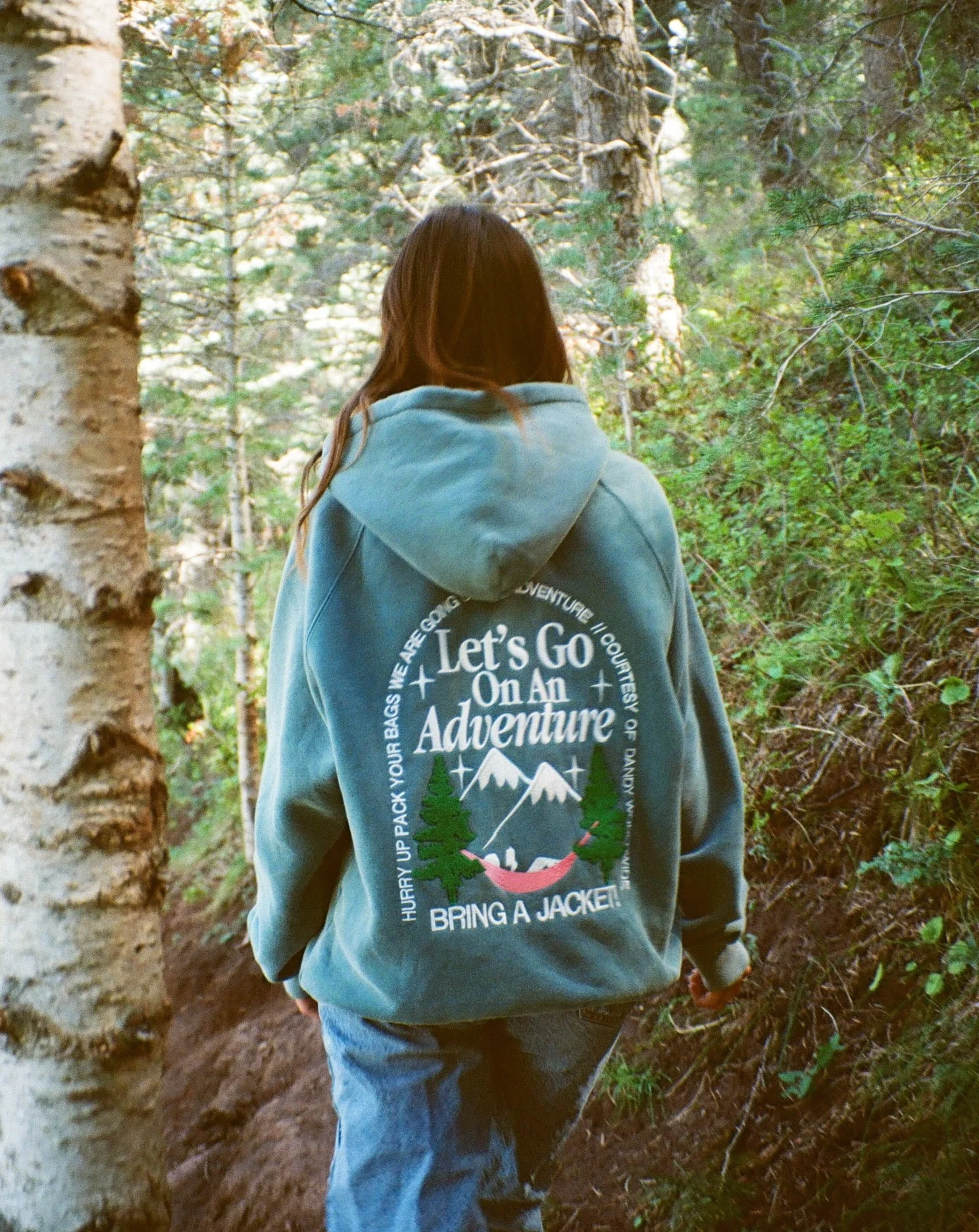 "Let's Go On An Adventure" Oversized Lux Hoodie in Pine Green - Image 14
