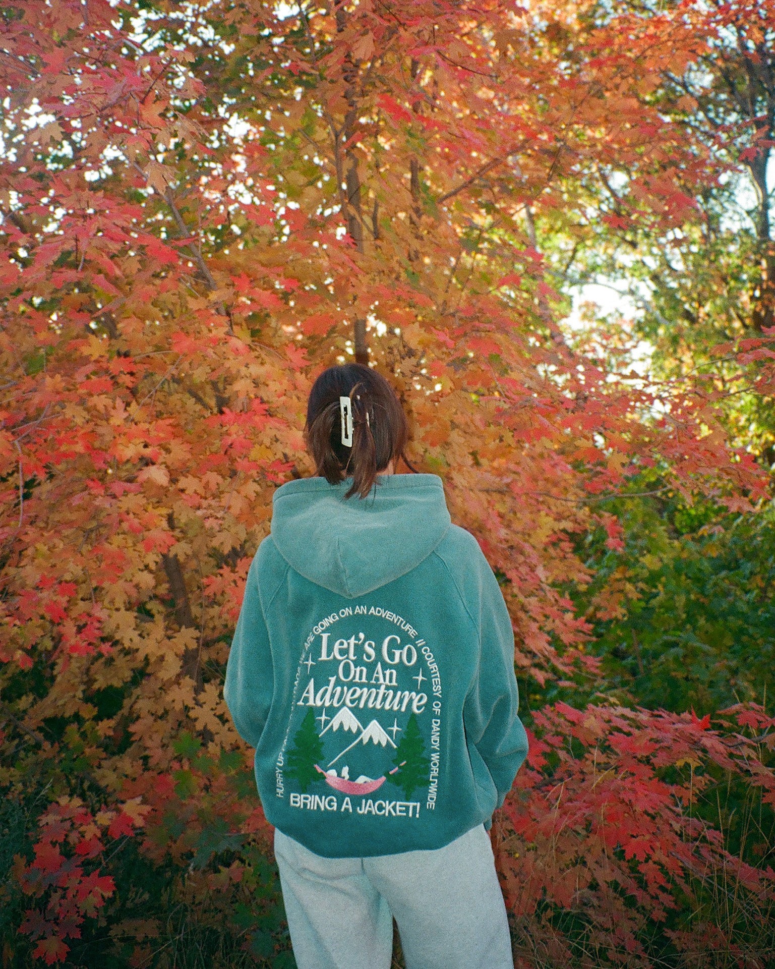 "Let's Go On An Adventure" Oversized Lux Hoodie in Pine Green - Image 16
