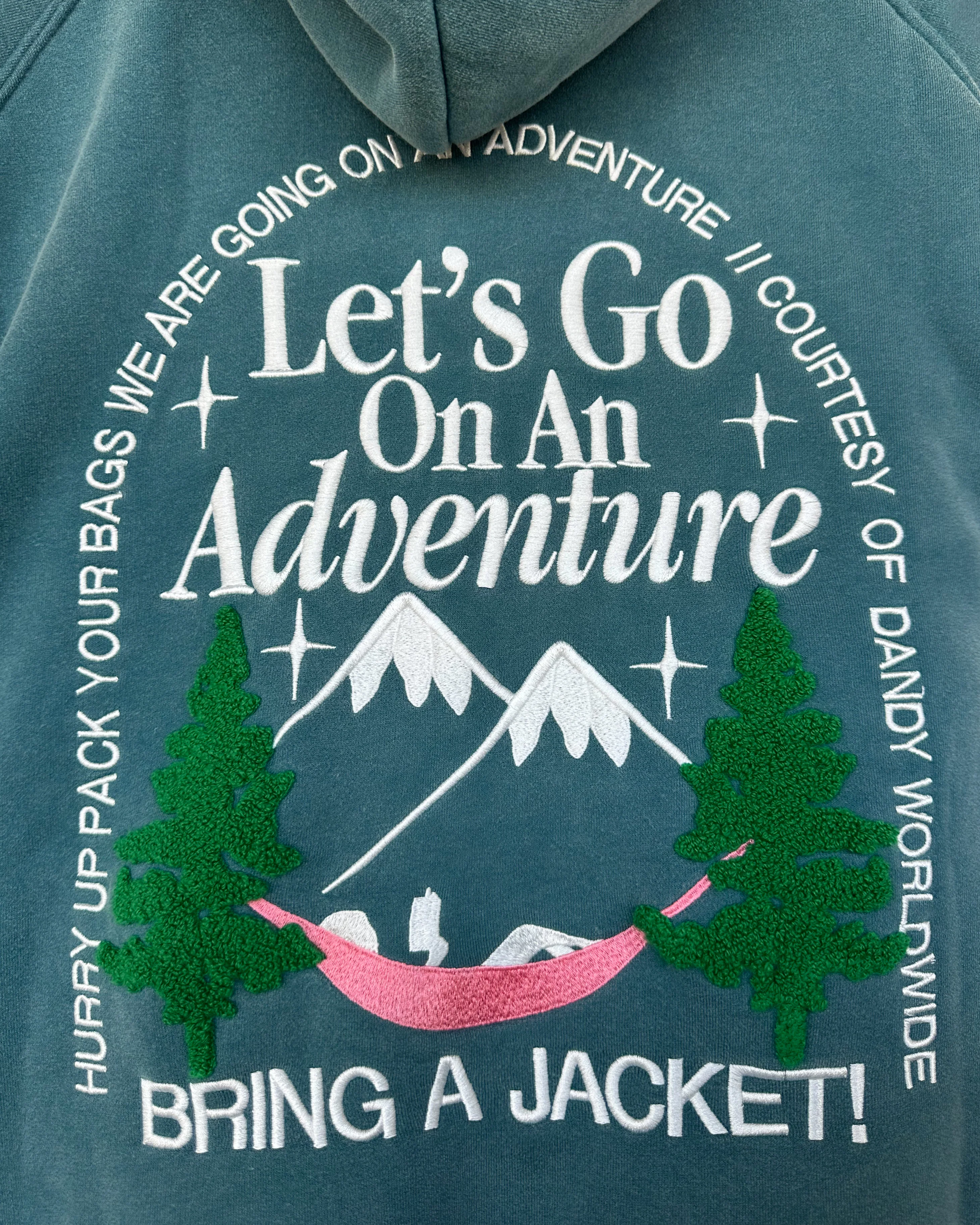"Let's Go On An Adventure" Oversized Lux Hoodie in Pine Green - Image 3
