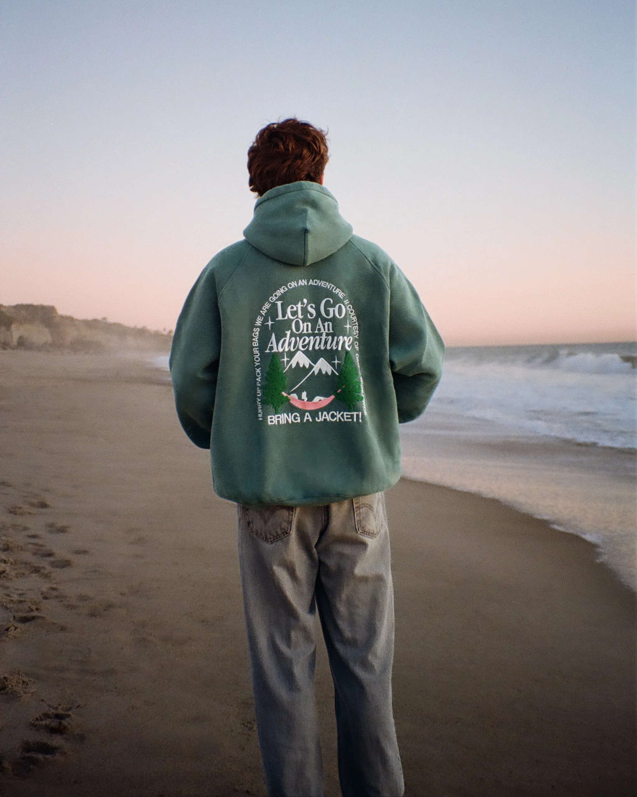 "Let's Go On An Adventure" Oversized Lux Hoodie in Pine Green - Image 6