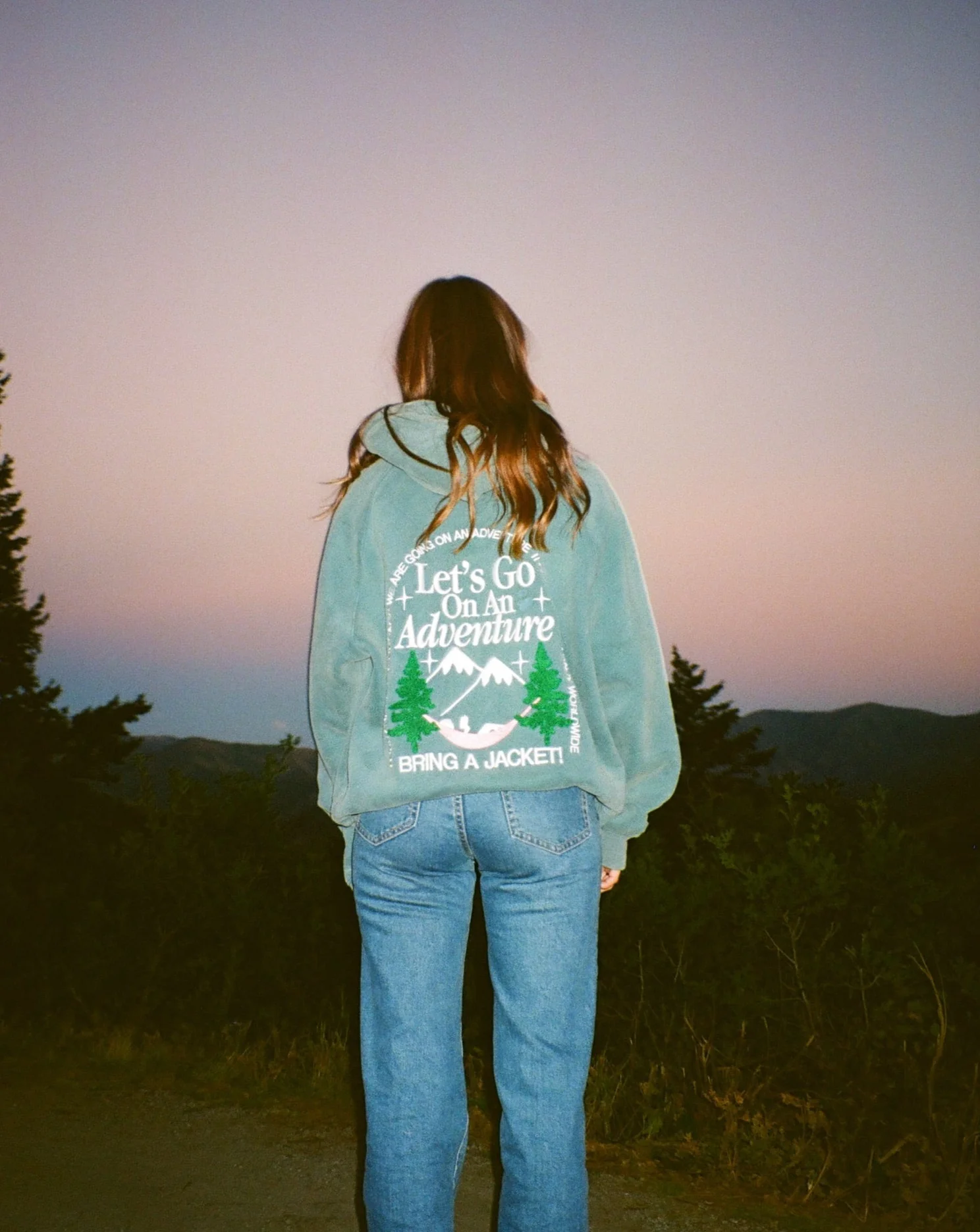 "Let's Go On An Adventure" Oversized Lux Hoodie in Pine Green - Image 8