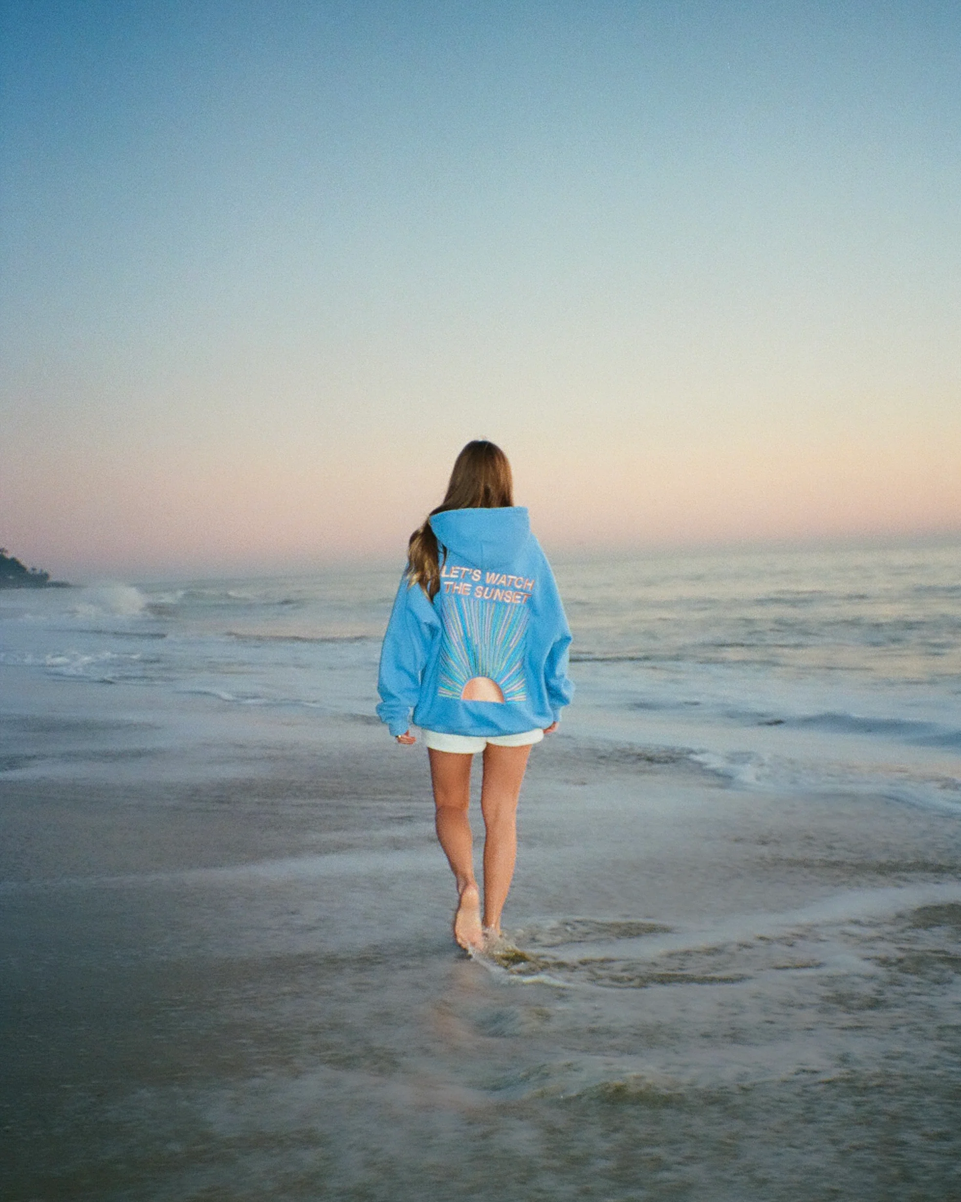 "Let's Watch the Sunset" Oversized Lux Hoodie in Blue - Image 10